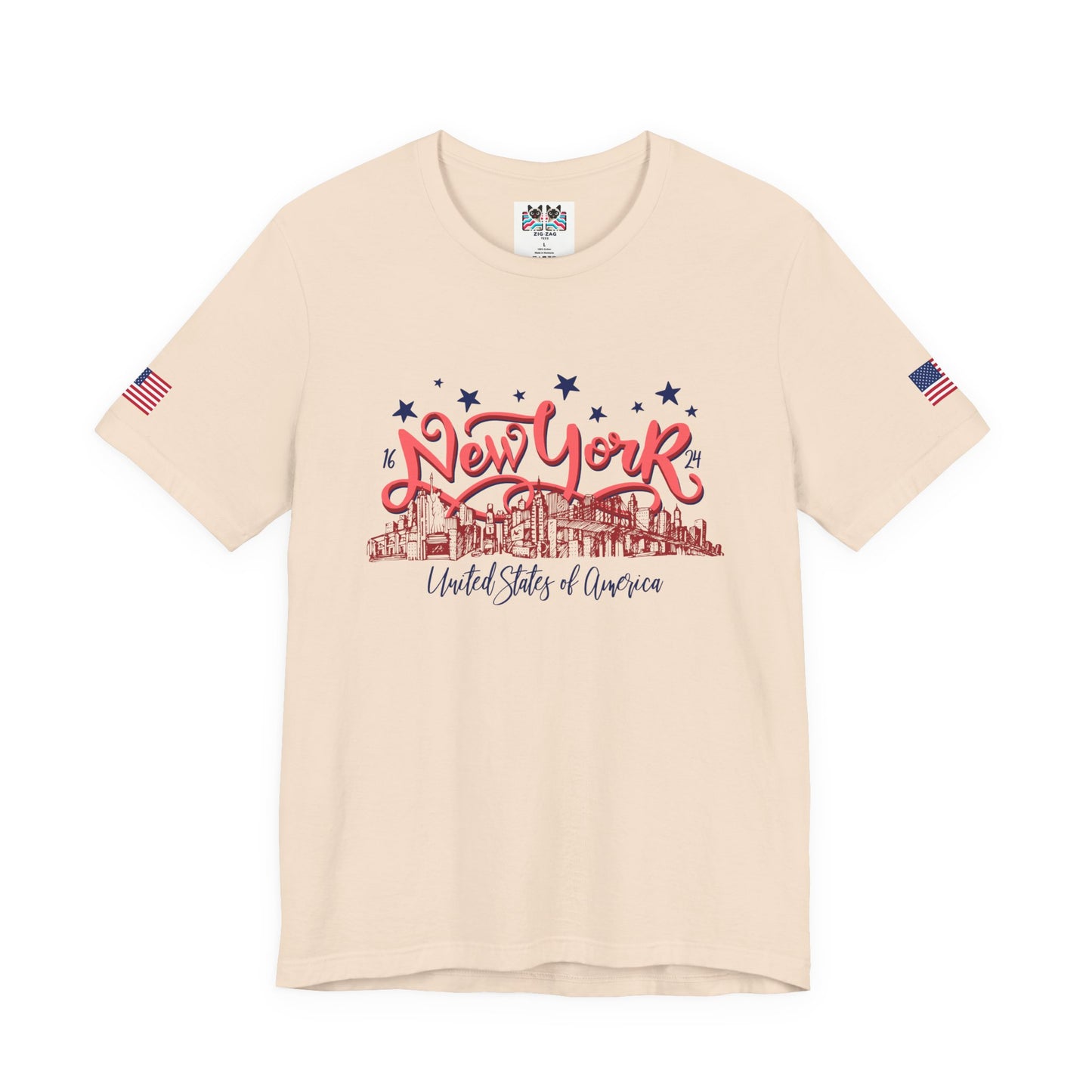 New York 1624 T-Shirt - Vintage Hand Lettered NYC Skyline United States of America