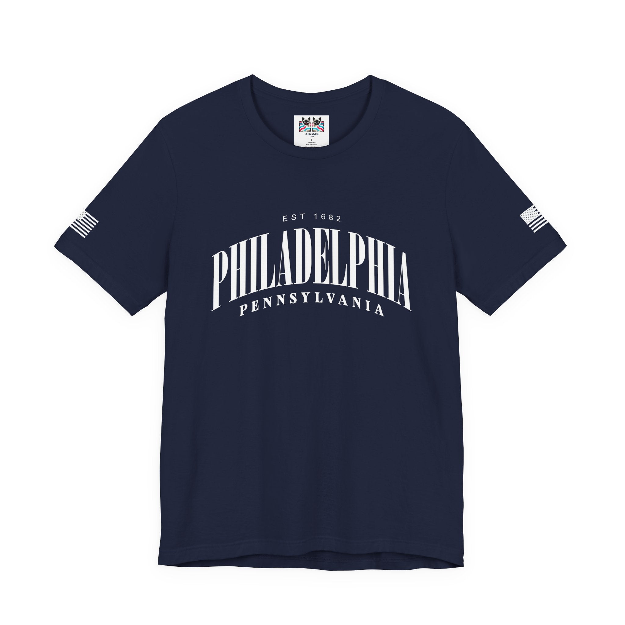 Philadelphia Pennsylvania EST 1682 T-Shirt – Arched Serif Typography Graphic Tee