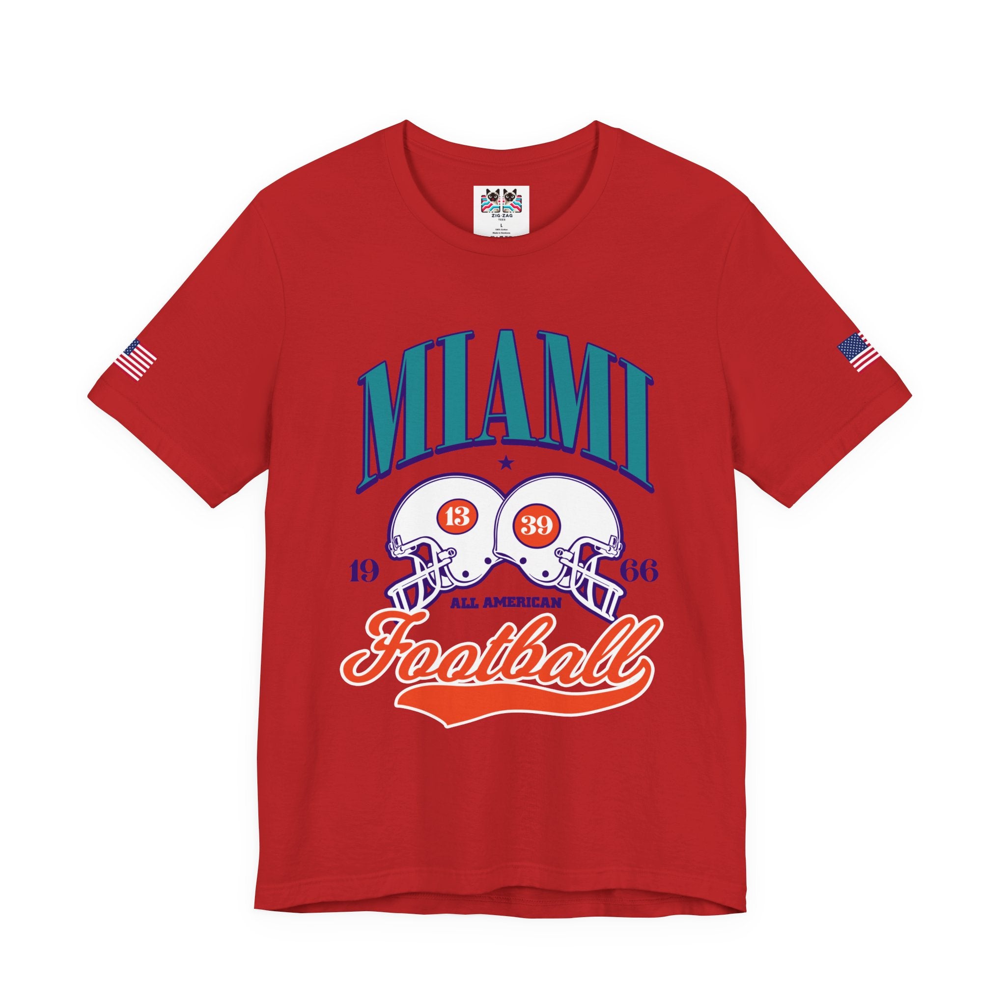 Miami All American Football T-Shirt – Vintage 1966 Helmets Collegiate Graphic Tee