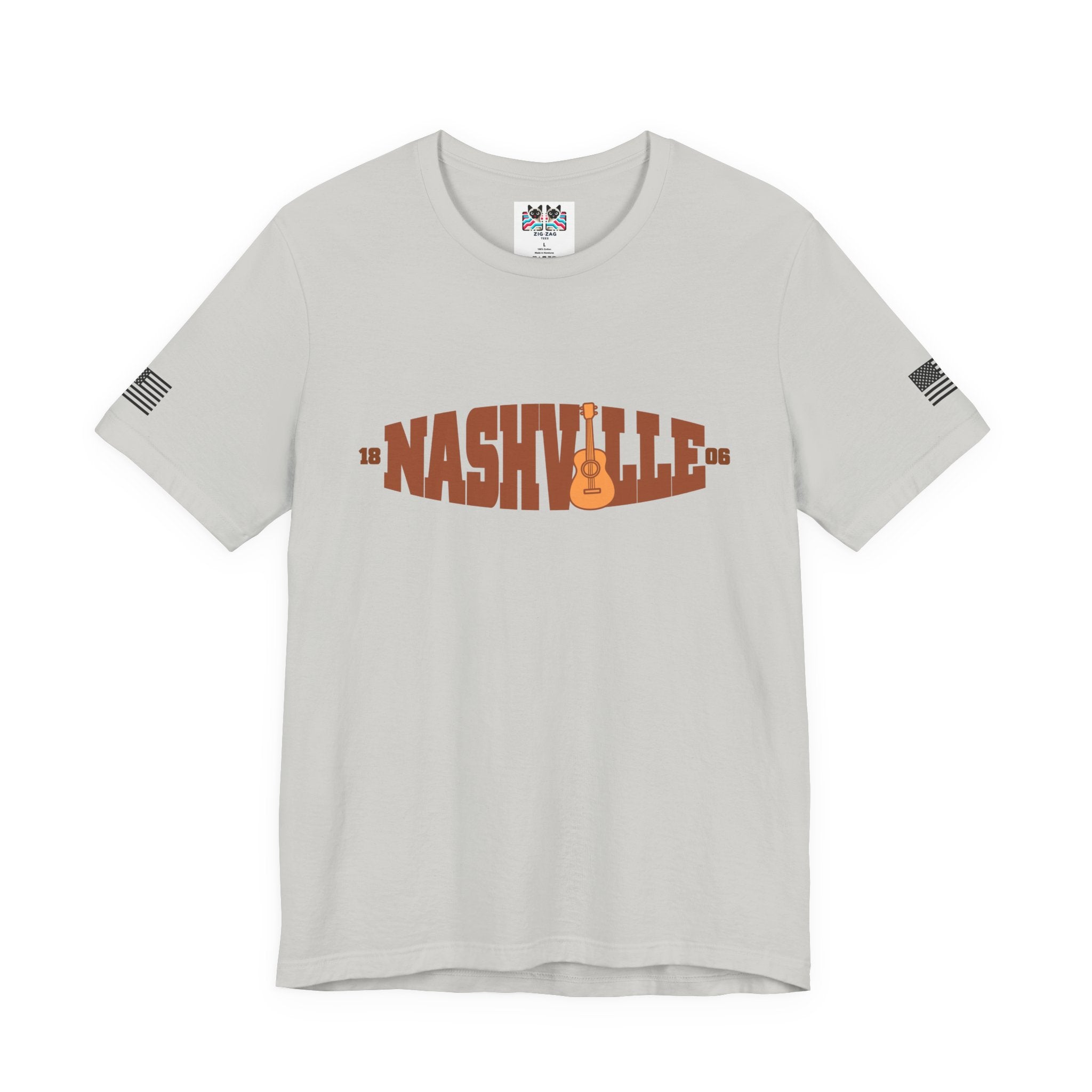 Nashville 1806 Guitar T-Shirt – Retro Inline Text with Guitar Graphic Tee