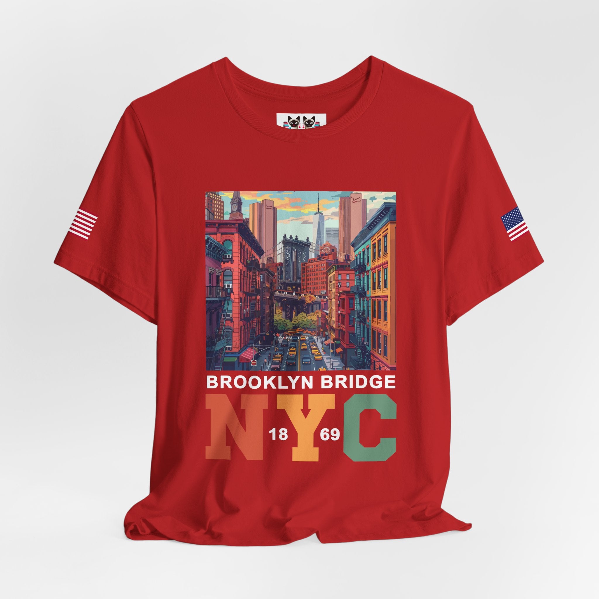 Brooklyn Bridge NYC T-Shirt - Vintage Street Scene Manhattan Bridge 1869 New York