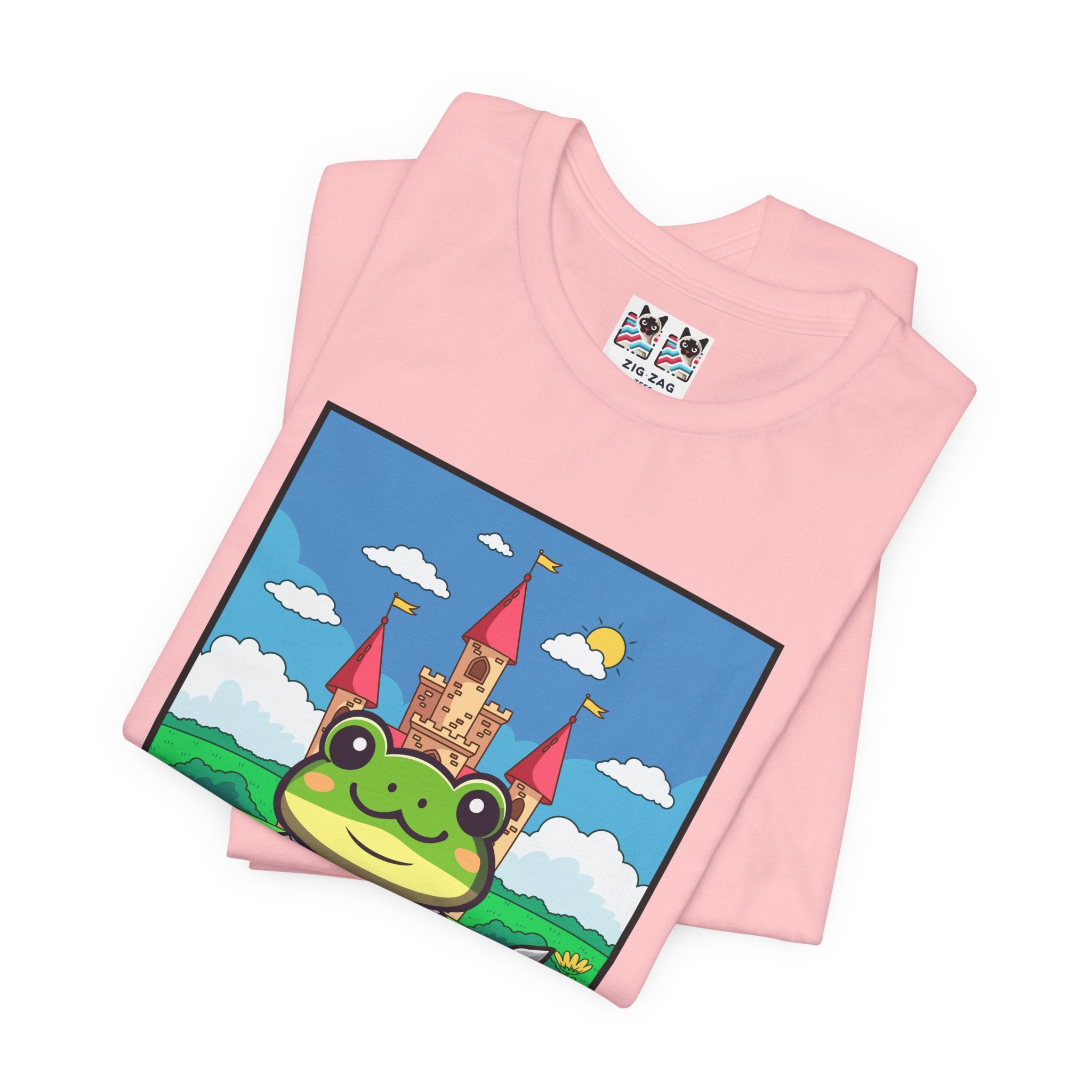 Custom T-Shirt - Knight Frog Castle T-Shirt – Cute Frog Knight Medieval Fantasy Graphic Tee