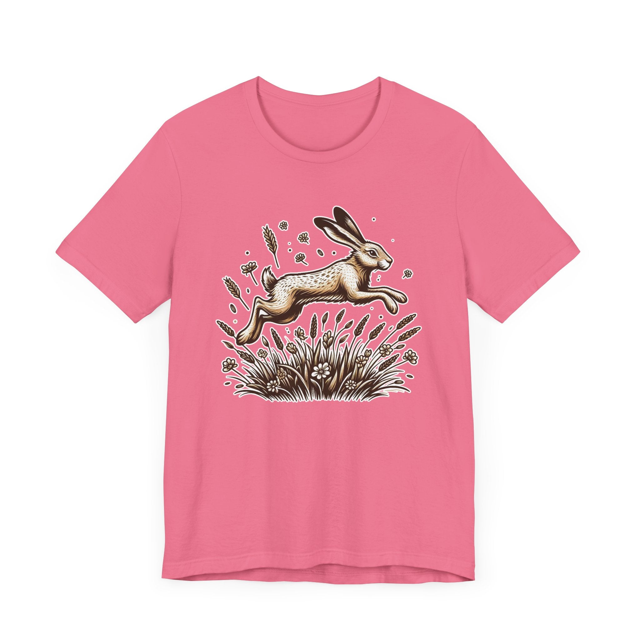 Leaping Lively Hare in Grain Field with Lush Grass Graphic T-Shirt