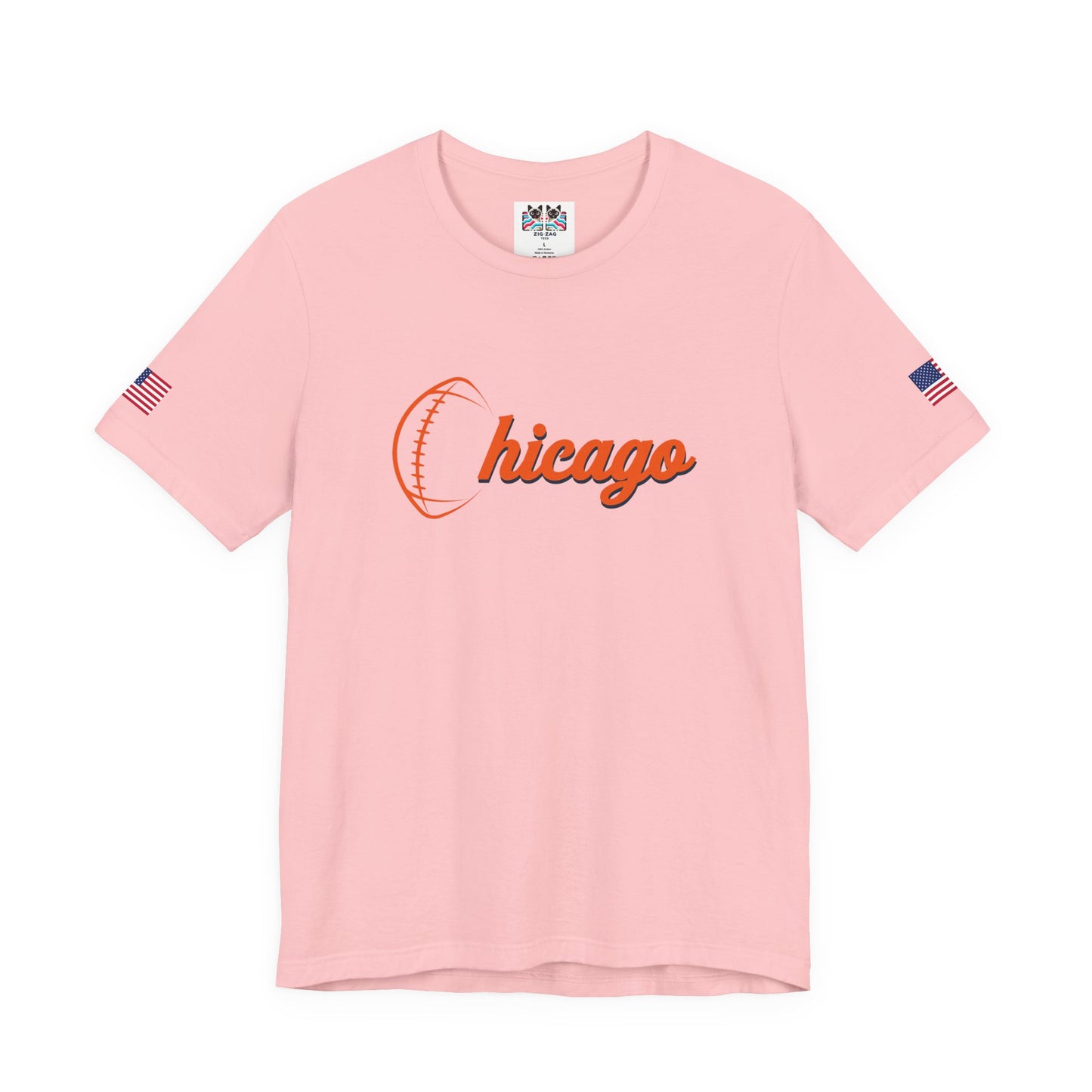 Chicago Football T-Shirt - Simple Orange Script C Bears Colors Minimalist Design