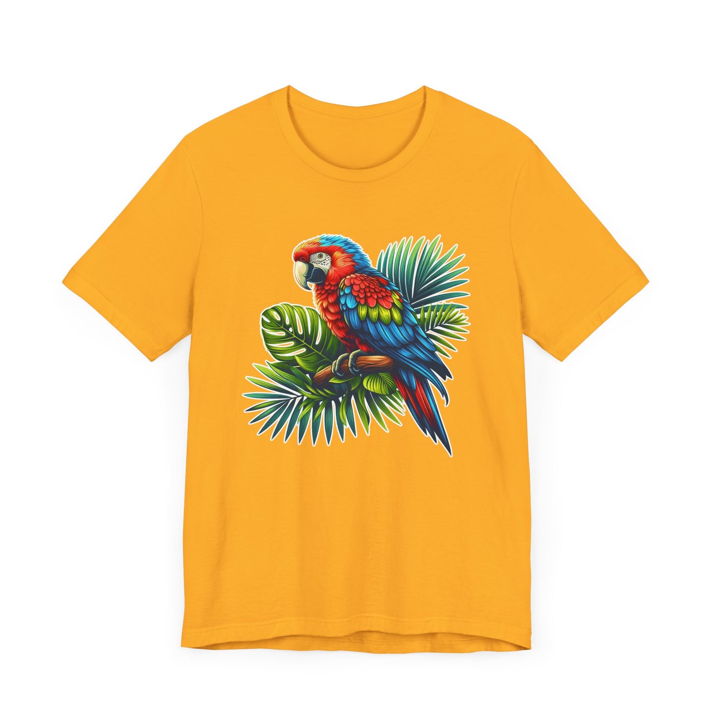 Colorful Macaw Parrot perched gracefully on Lush Green Branch Graphic T-Shirt