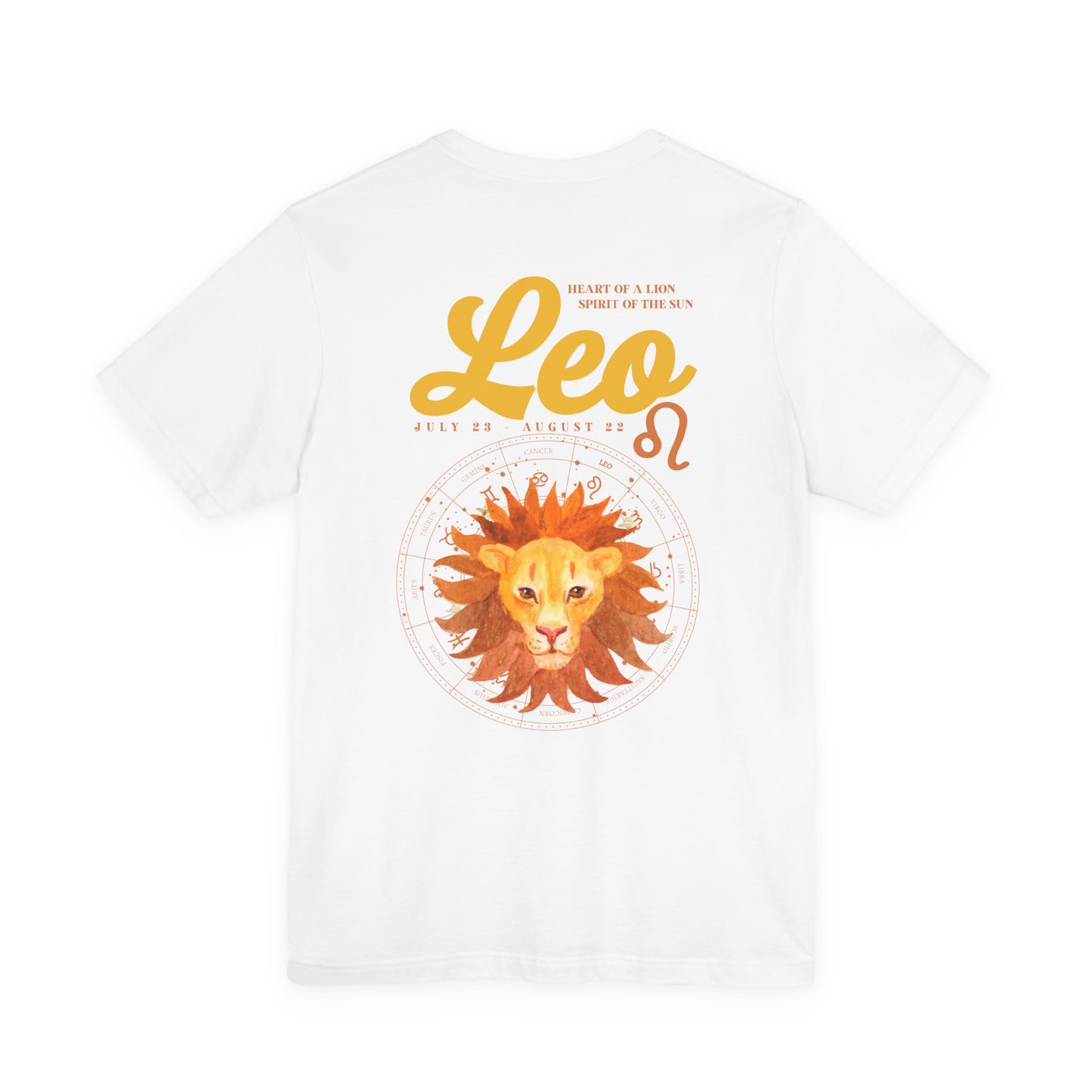 Leo Zodiac T-Shirt – Heart of the Lion, Spirit of the Sun Astrological wheel