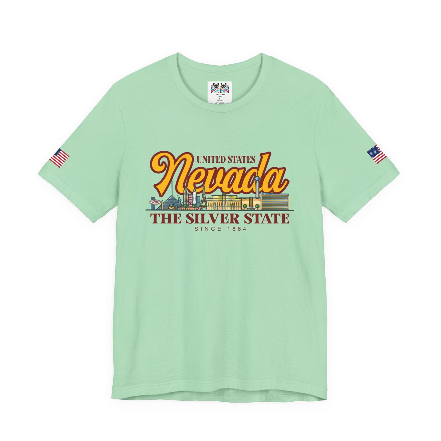 Nevada The Silver State T-Shirt - Las Vegas Skyline Pink Since 1864 USA Design