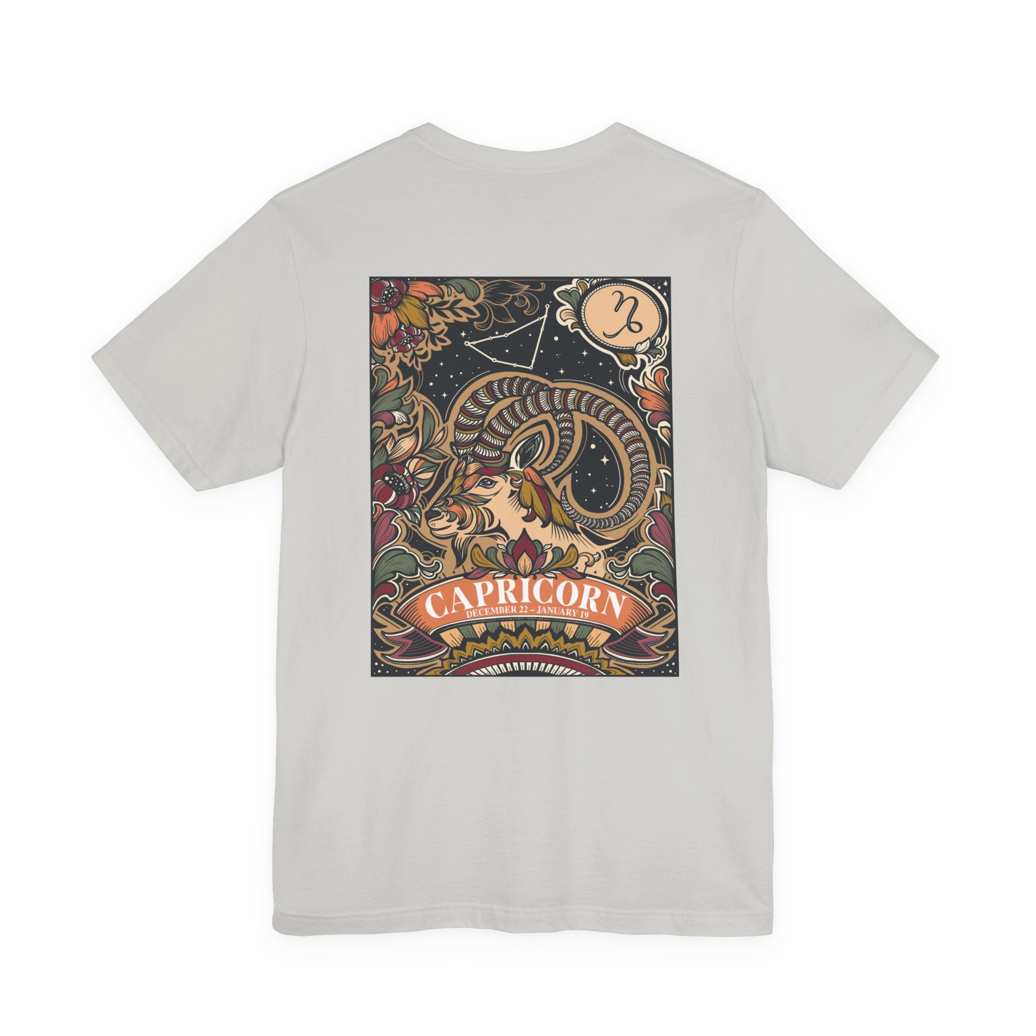 Capricorn Constellation & Floral Zodiac T-Shirt – December 22 to January 19