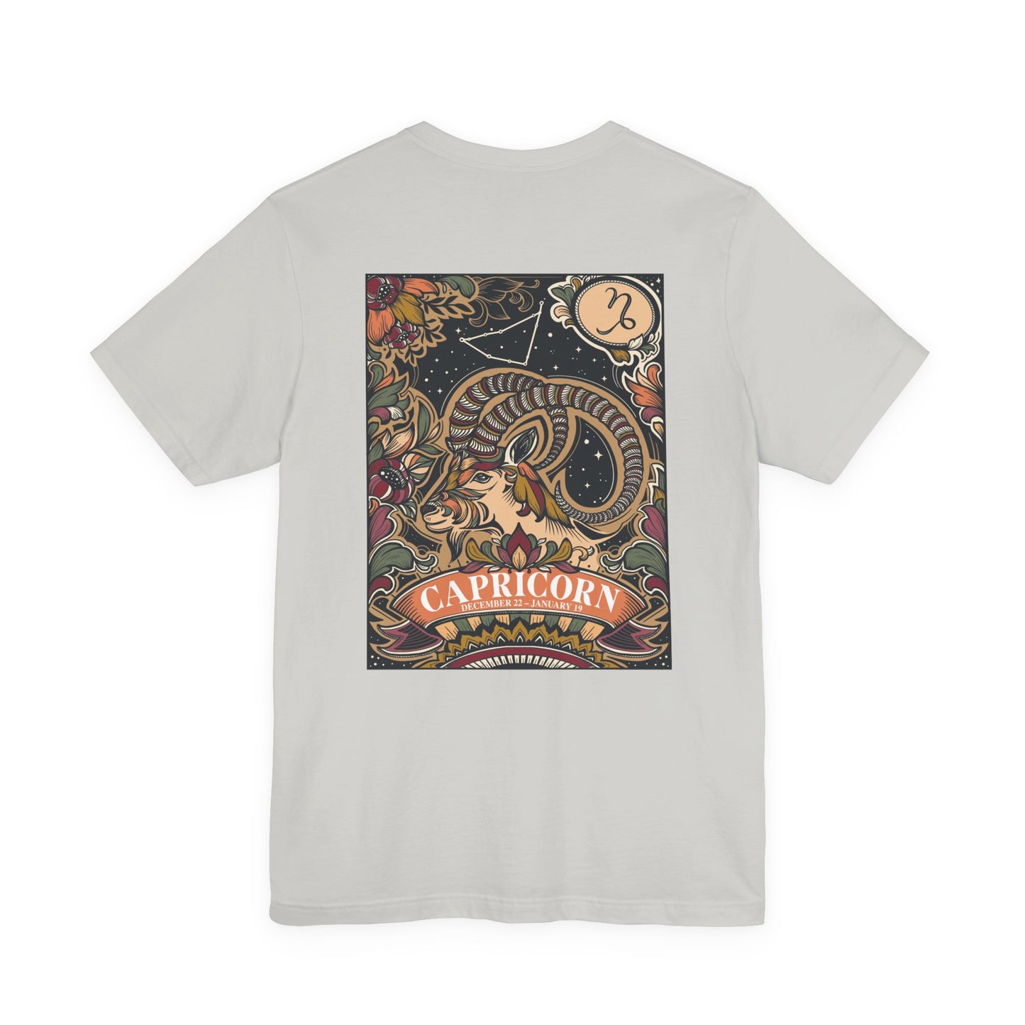 Capricorn Constellation & Floral Zodiac T-Shirt – December 22 to January 19