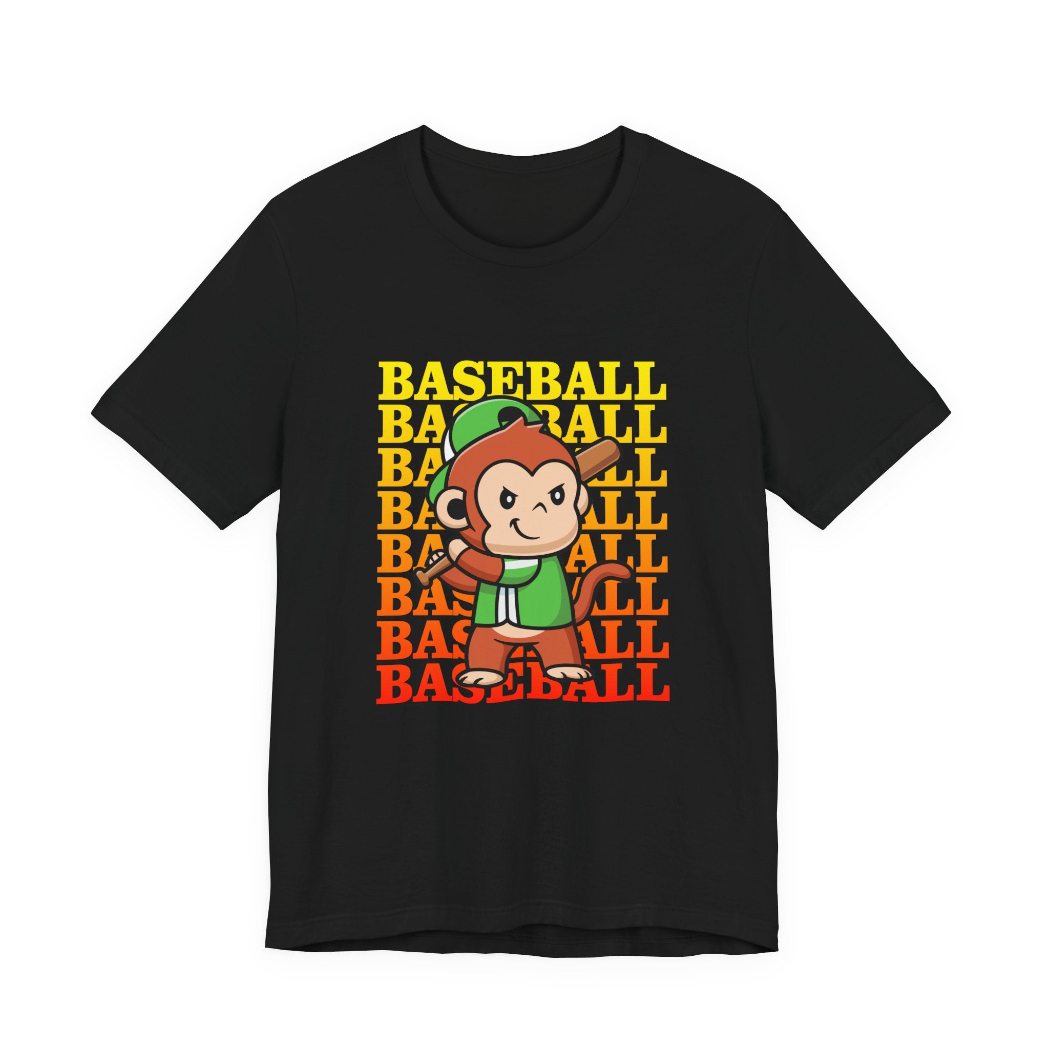 Baseball tshirt - Baseball Monkey Player Tshirt Large Graphic Monkey Baseball Player with Baseball Text Background