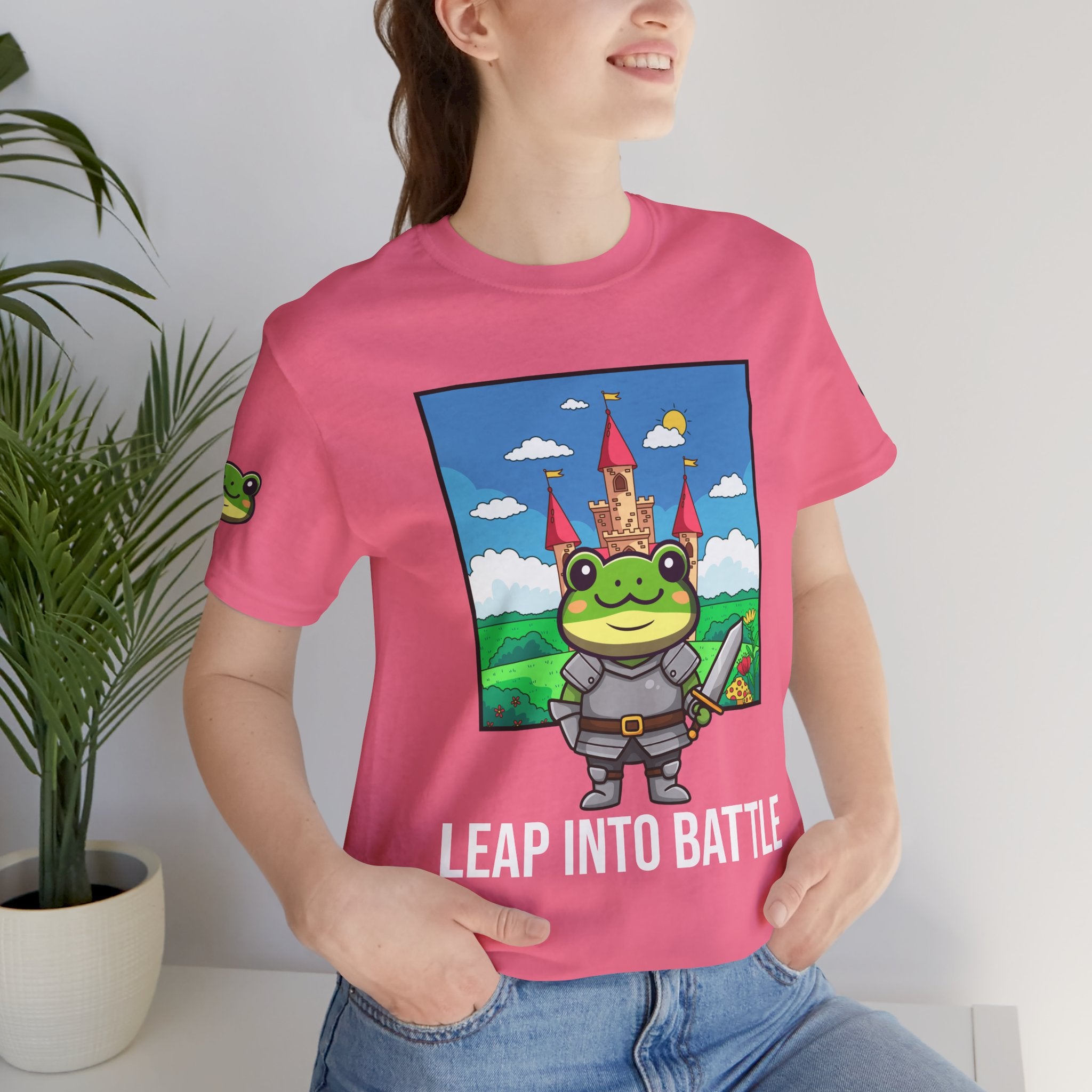 Custom T-Shirt - Knight Frog Castle T-Shirt – Cute Frog Knight Medieval Fantasy Graphic Tee