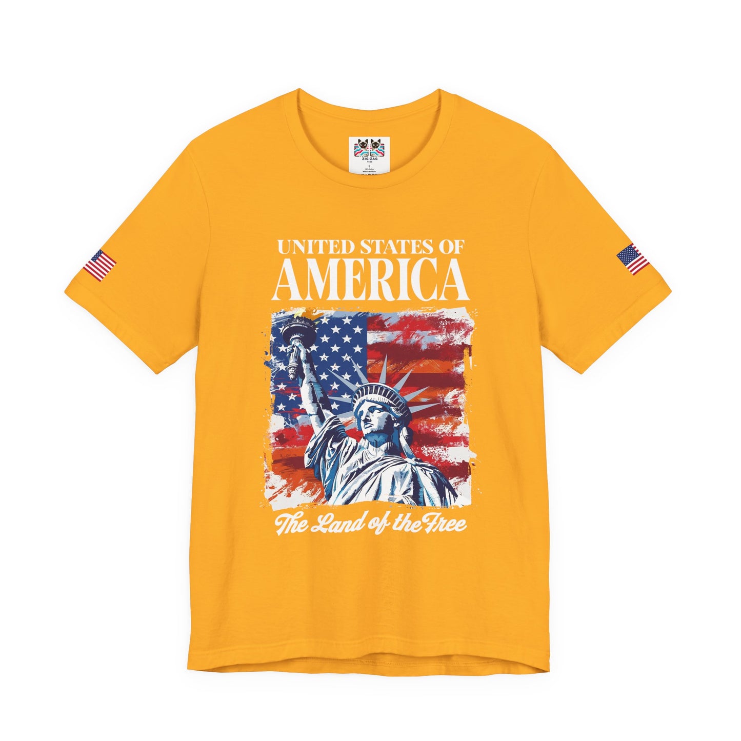 United States of America T-Shirt – Land of the Free Statue of Liberty Patriotic Graphic Tee