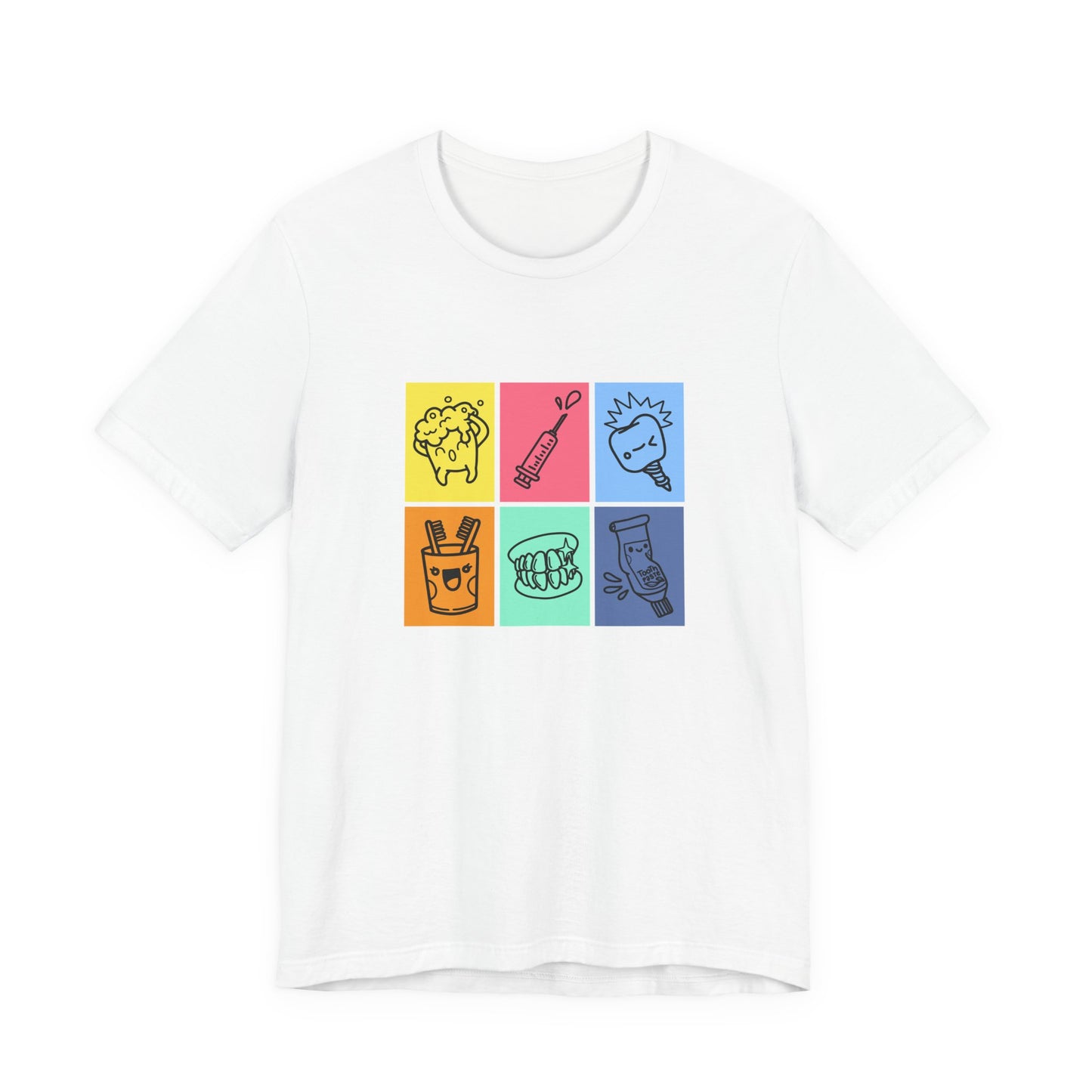 Colorful Dental Fun T Shirt Six Box Tooth Bath Syringe Implant Smile Toothpaste