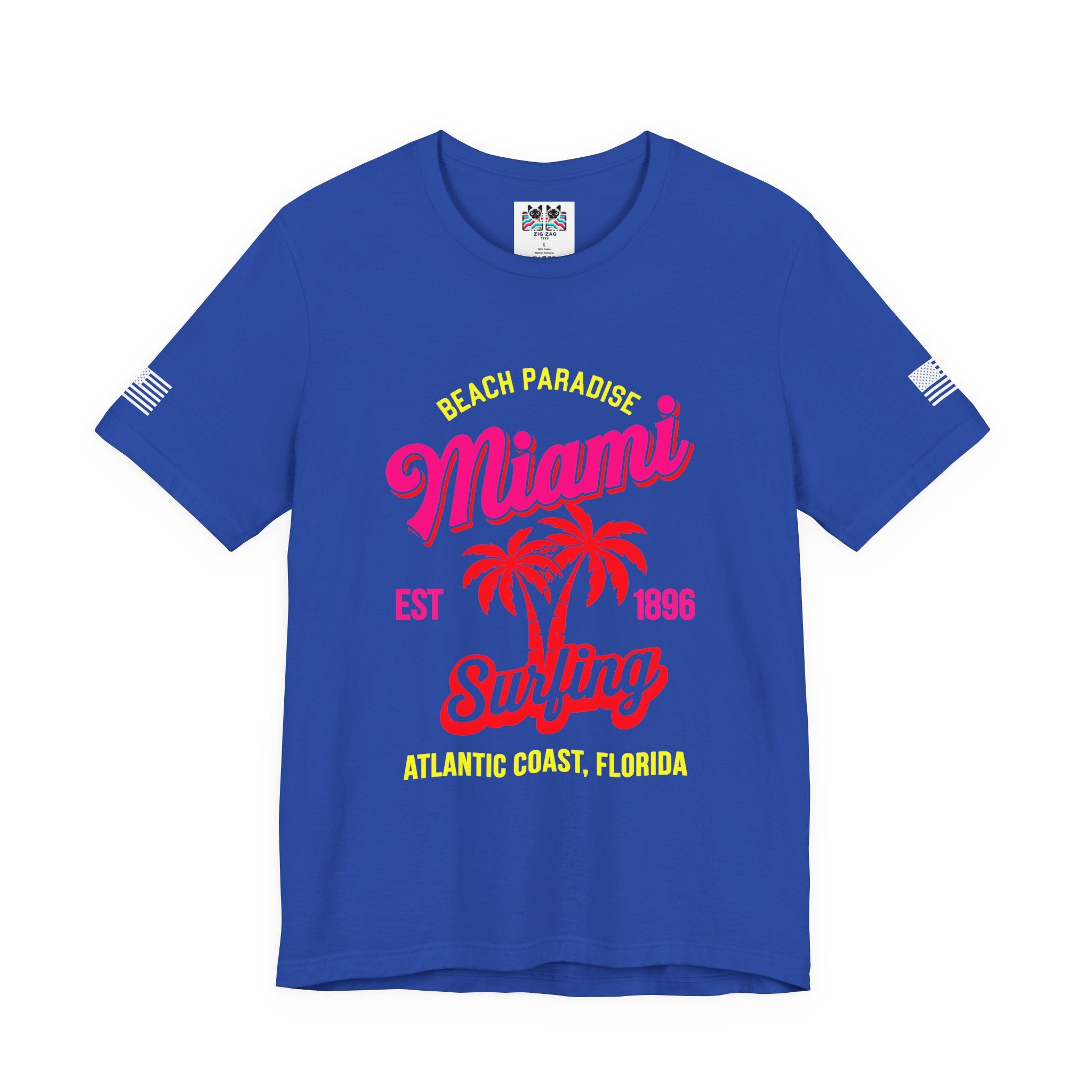 Miami Beach Paradise Surfing T-Shirt – EST 1896 Atlantic Coast Florida Retro Tee