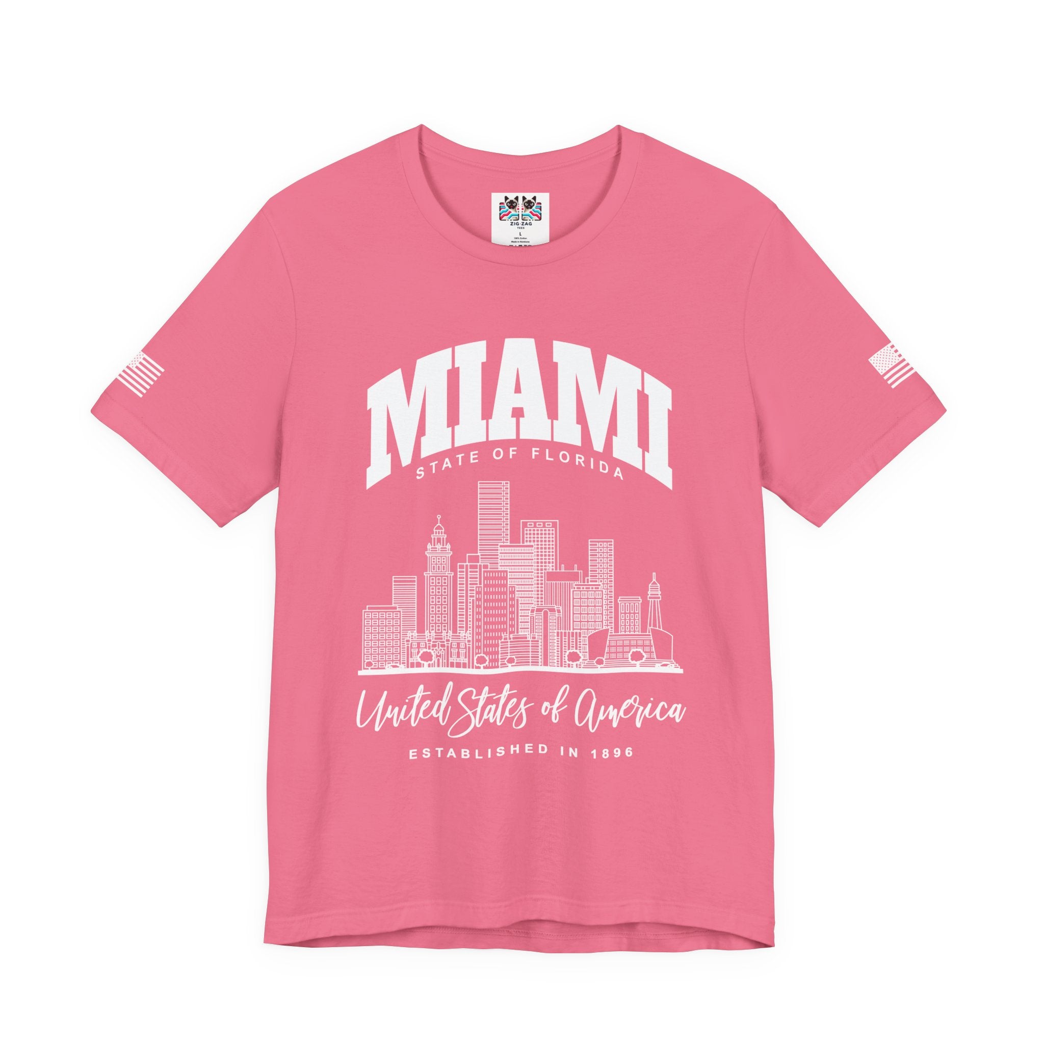 Miami State of Florida USA T-Shirt – Arch Skyline Established 1896 Graphic Tee