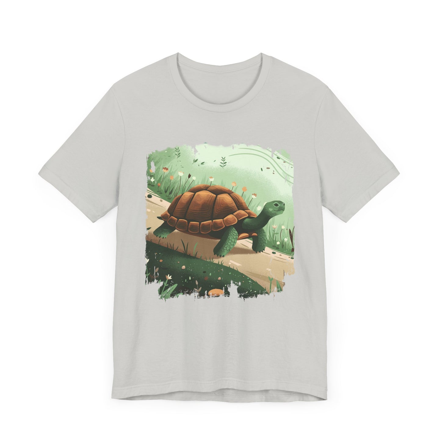 Brisk Tortoise Racing to the Finish Line with Breezy Green Pathway Graphic T-Shirt
