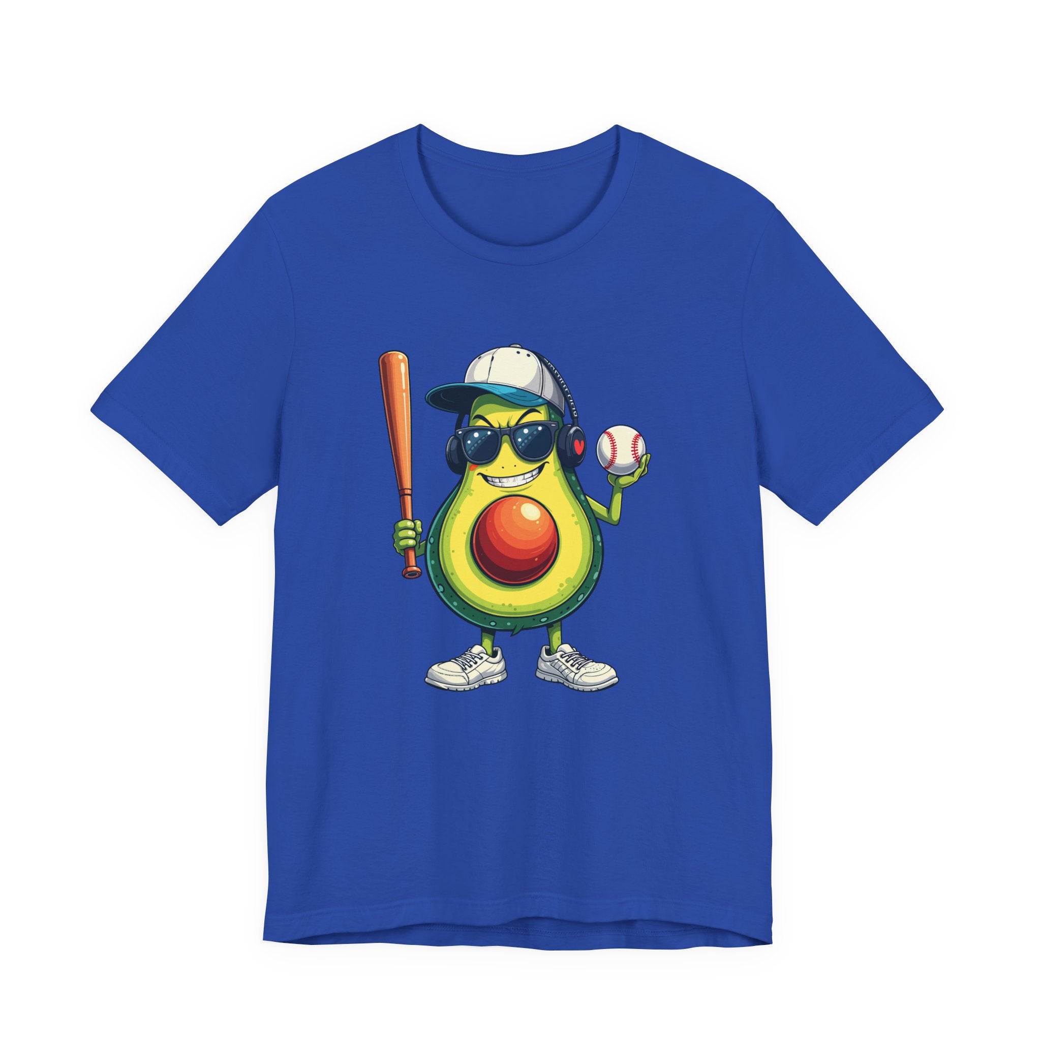 Aggressive Avocado Baseball Mascot Tshirt Bold Sports Fruit Character Design
