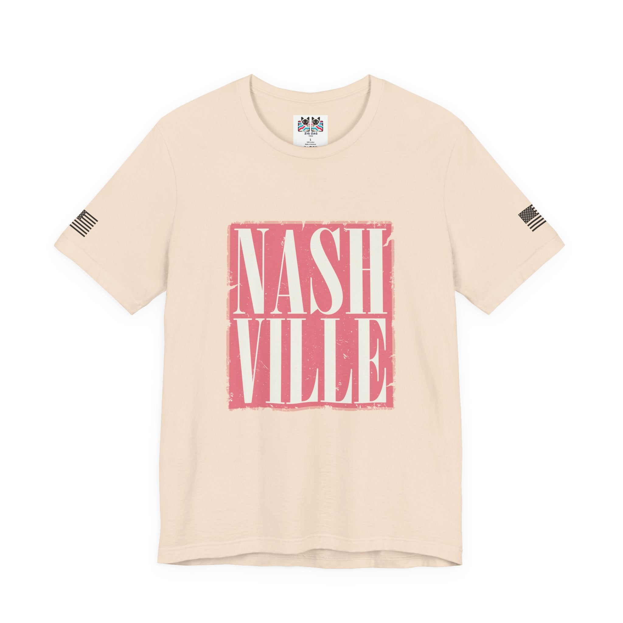 Nashville T-Shirt – Bold Distressed Block Letter Graphic Tee