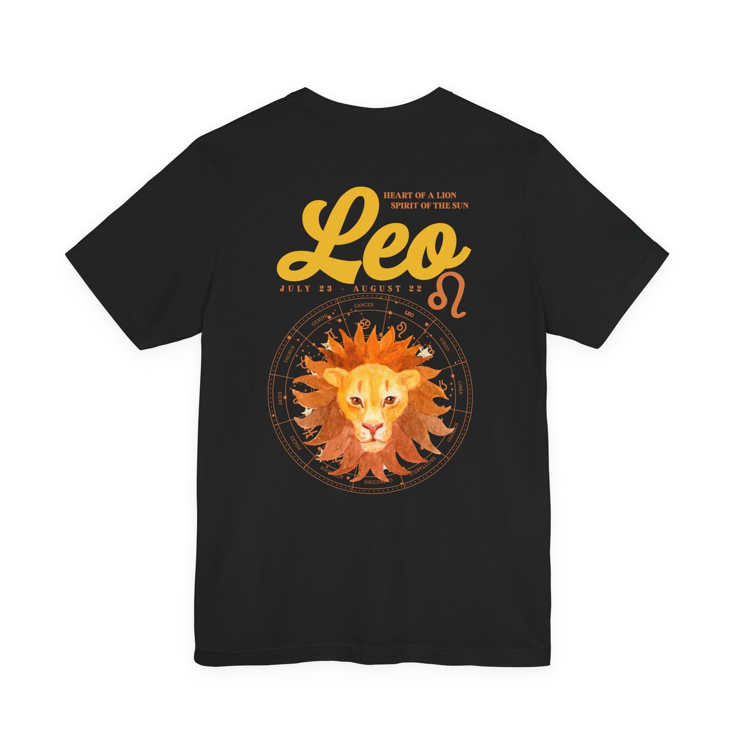 Leo Zodiac T-Shirt – Heart of the Lion, Spirit of the Sun Astrological wheel