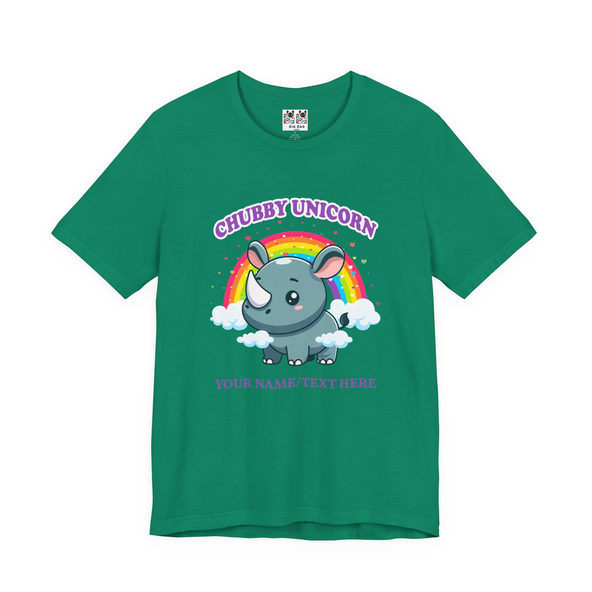 Custom T-Shirt - Chubby Unicorn T-Shirt – Cute Cartoon Rhino with Rainbow Graphic Tee