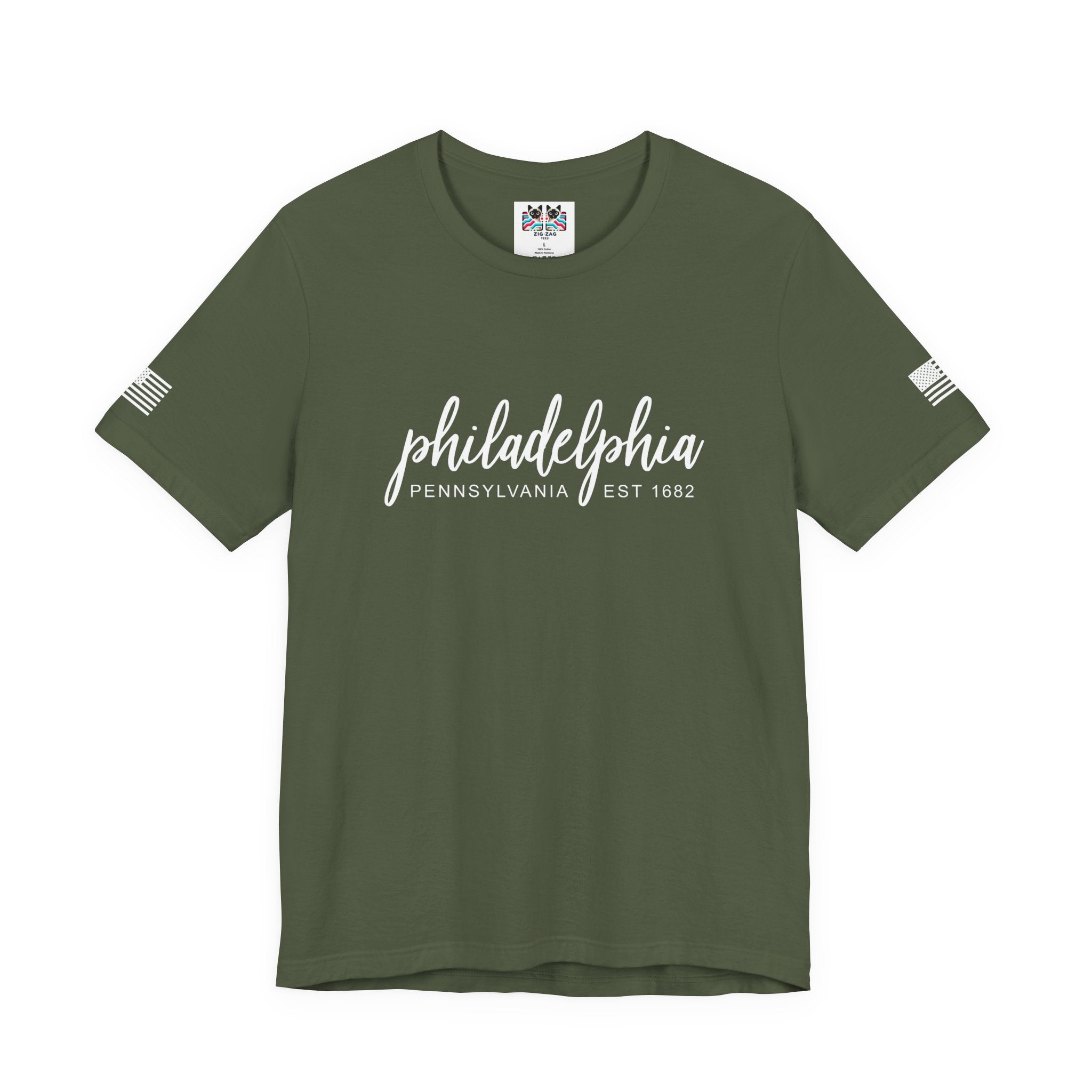 Philadelphia Pennsylvania EST 1682 T-Shirt – Elegant Cursive Script Graphic Tee