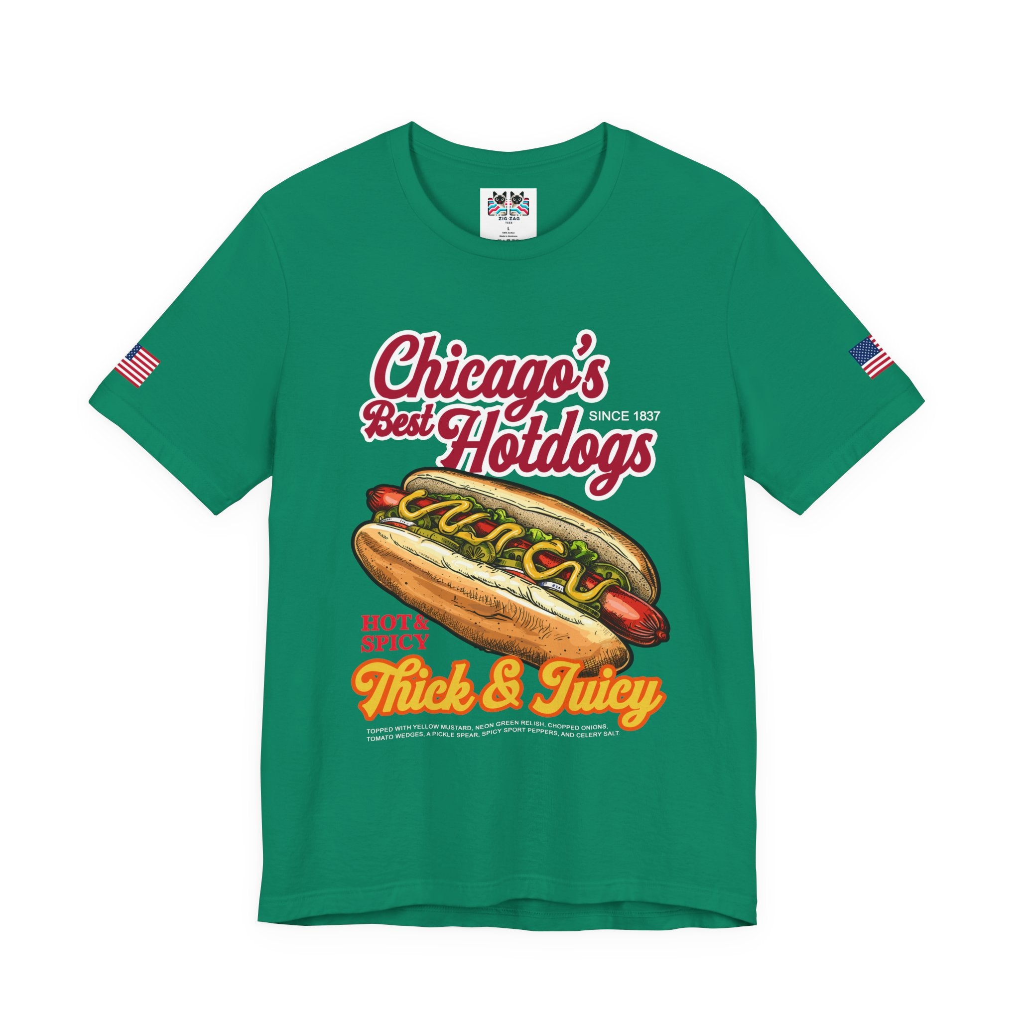 Chicago Best Hotdogs T-Shirt - Hot Dog Thick Juicy Since 1837 Food Humor Tee