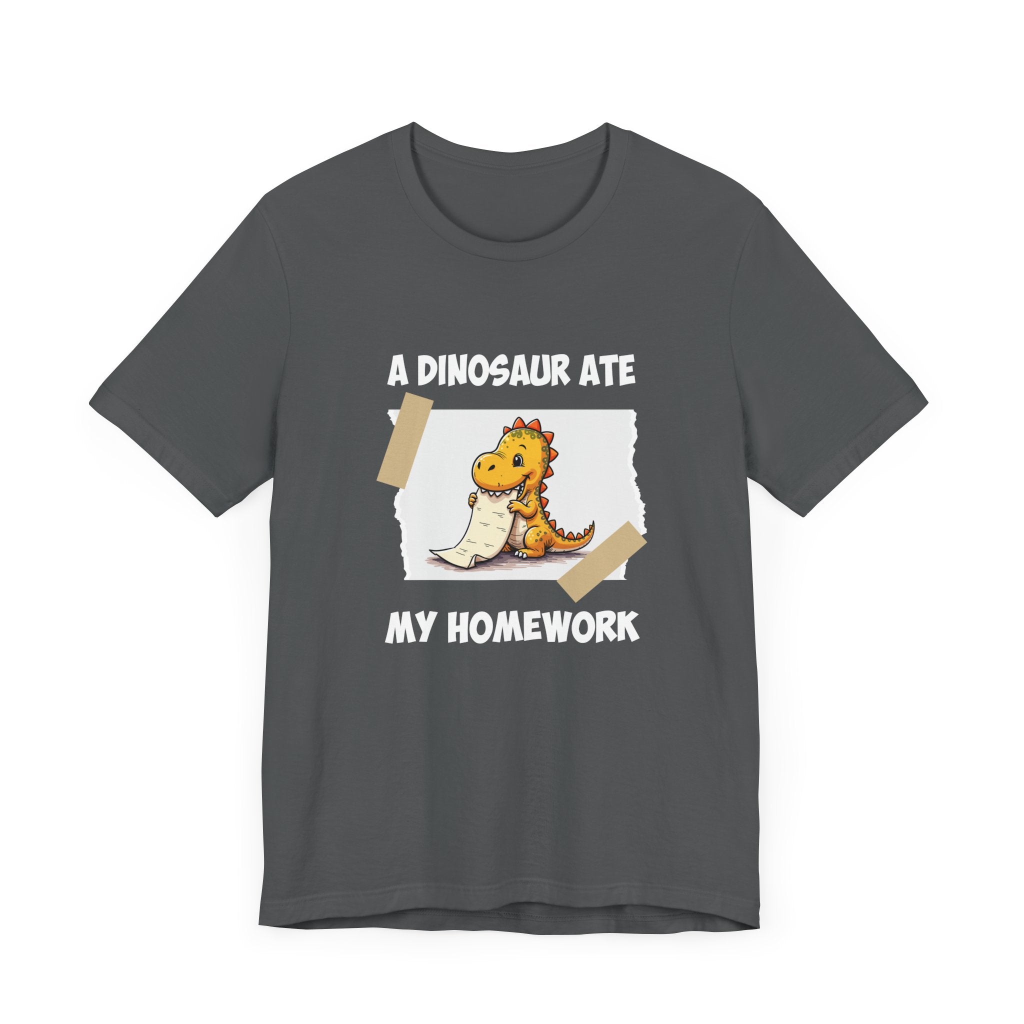 Homework Excuse T-Shirt – Cute Dino Eating Homework Graphic
