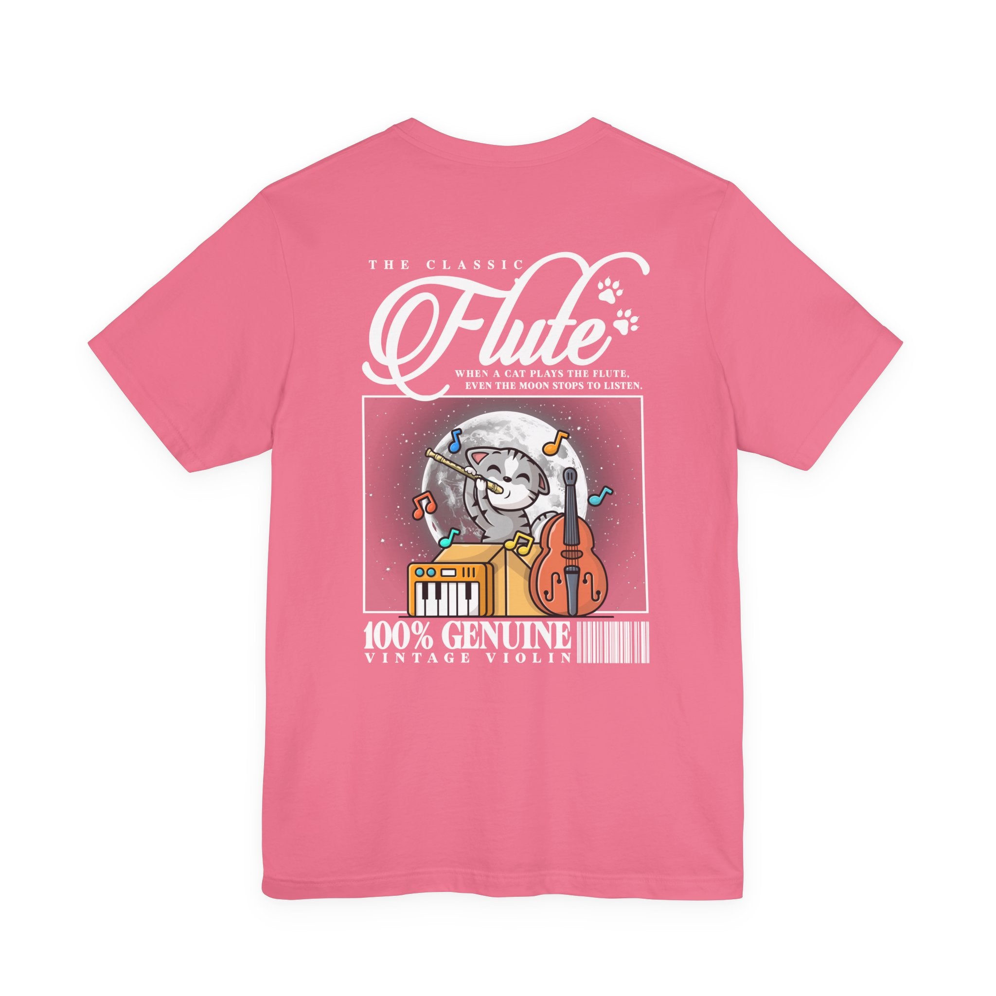 The Classic Flute Moonlight Cat Music T-Shirt