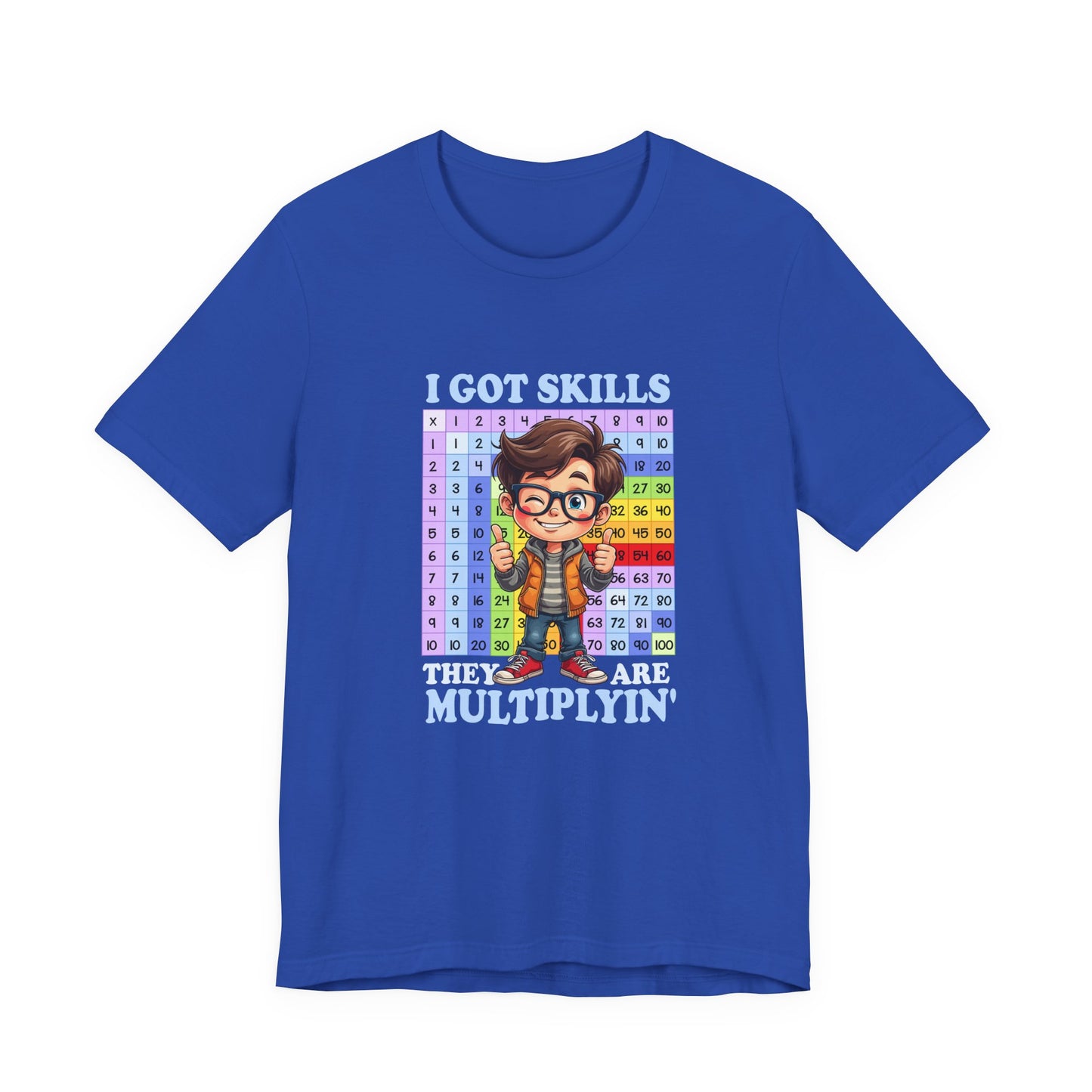 I Got Skills and They Are Multiplying Tshirt – Happy Boy with Thumbs Up & Numbers 1 to 100