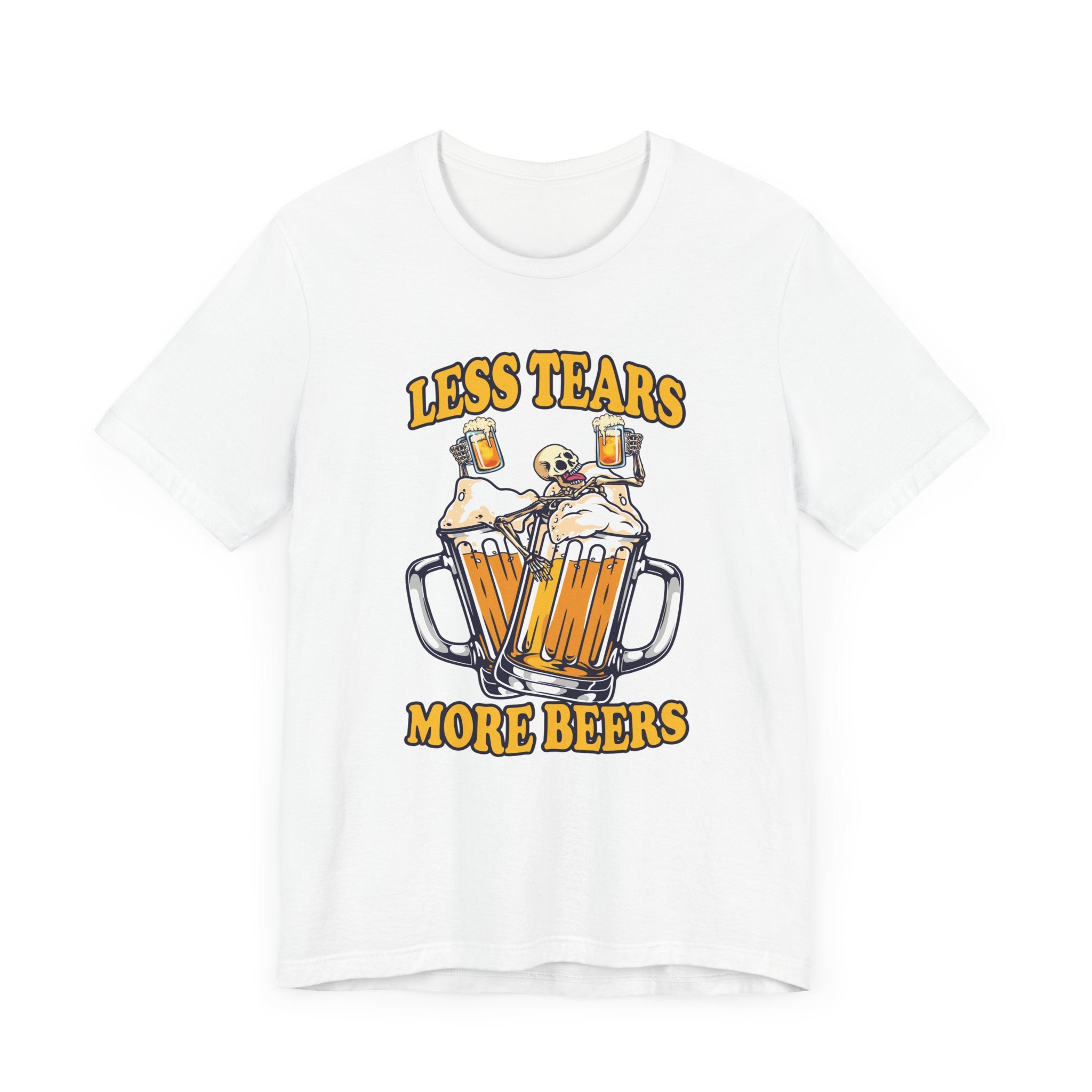 Less Tears More Beers Tee, Beer Lover Humor Shirt, Pub Life Graphic Tee, Funny Alcohol Mood Top, Chill and Cheer Gift