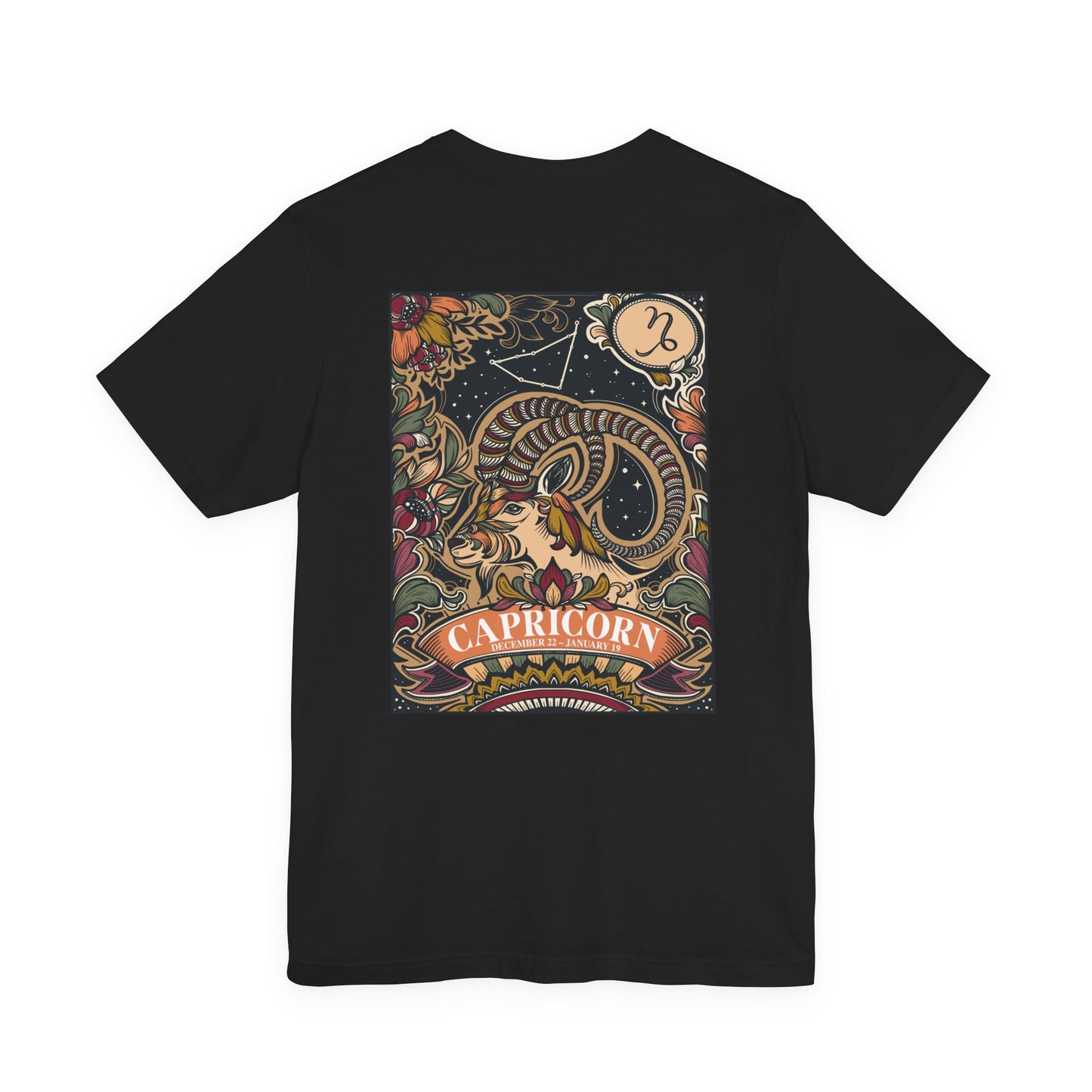 Capricorn Constellation & Floral Zodiac T-Shirt – December 22 to January 19