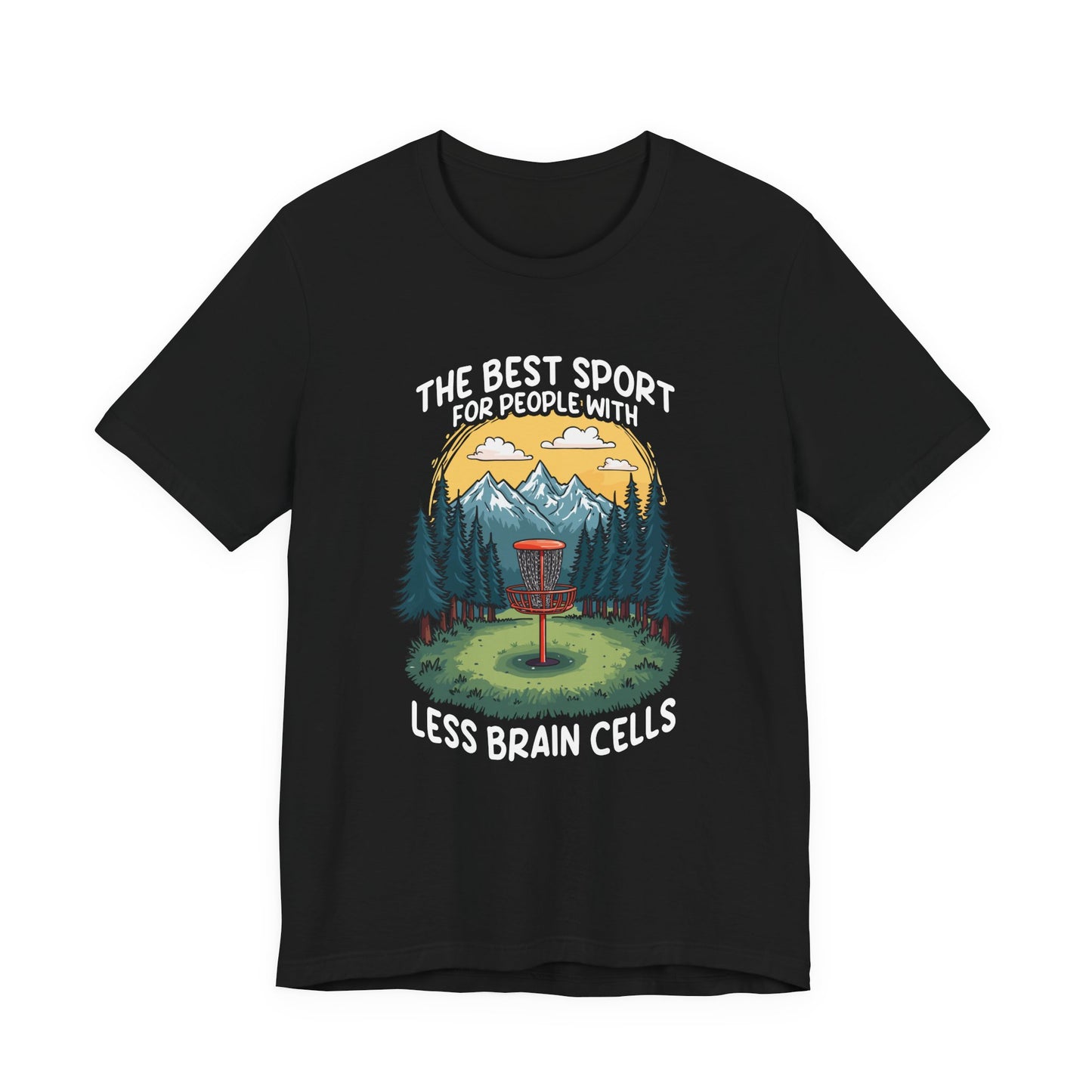 Best Sport for People with Less Brain Cells Tshirt – Funny Disc Golf Mountain Scene