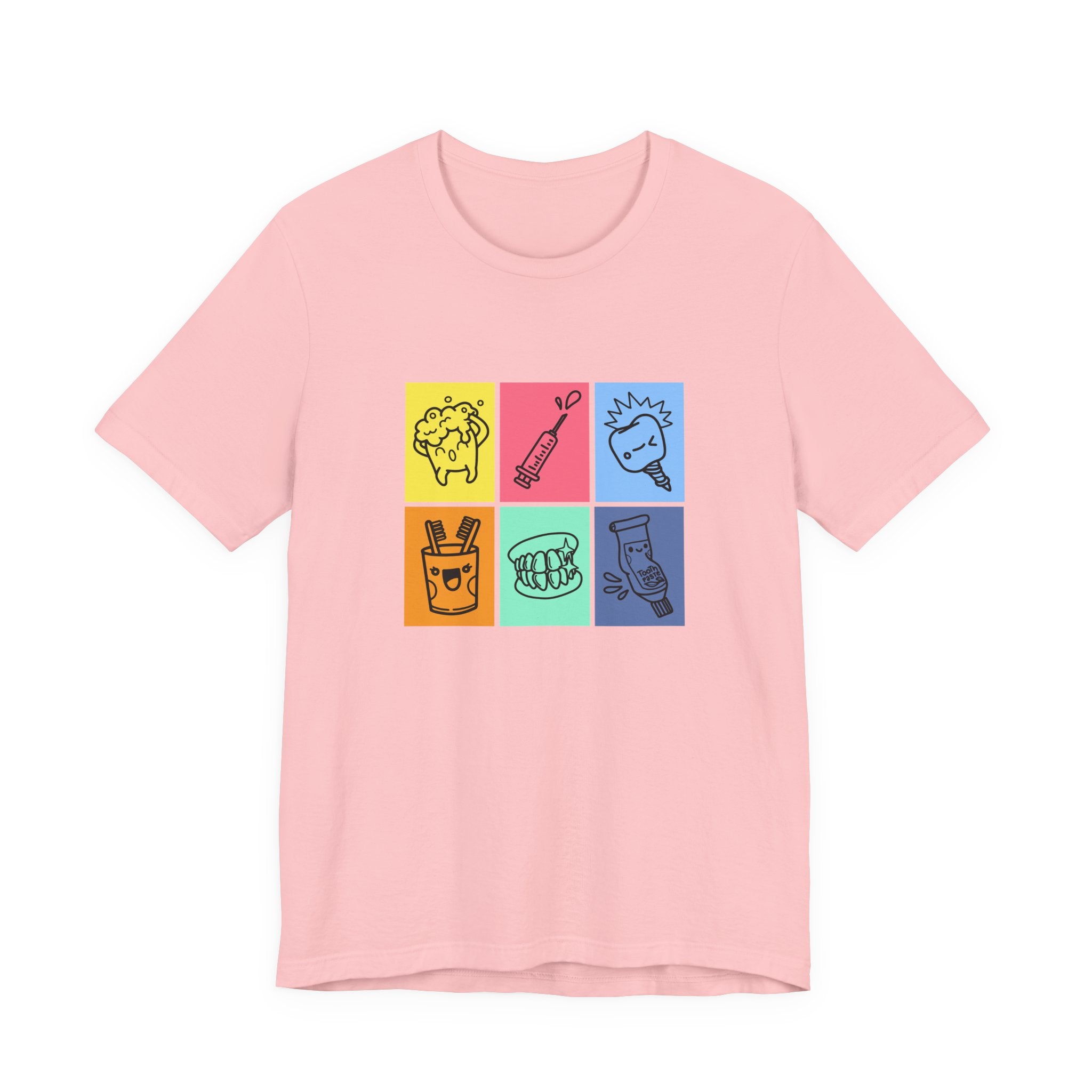 Colorful Dental Fun T Shirt Six Box Tooth Bath Syringe Implant Smile Toothpaste