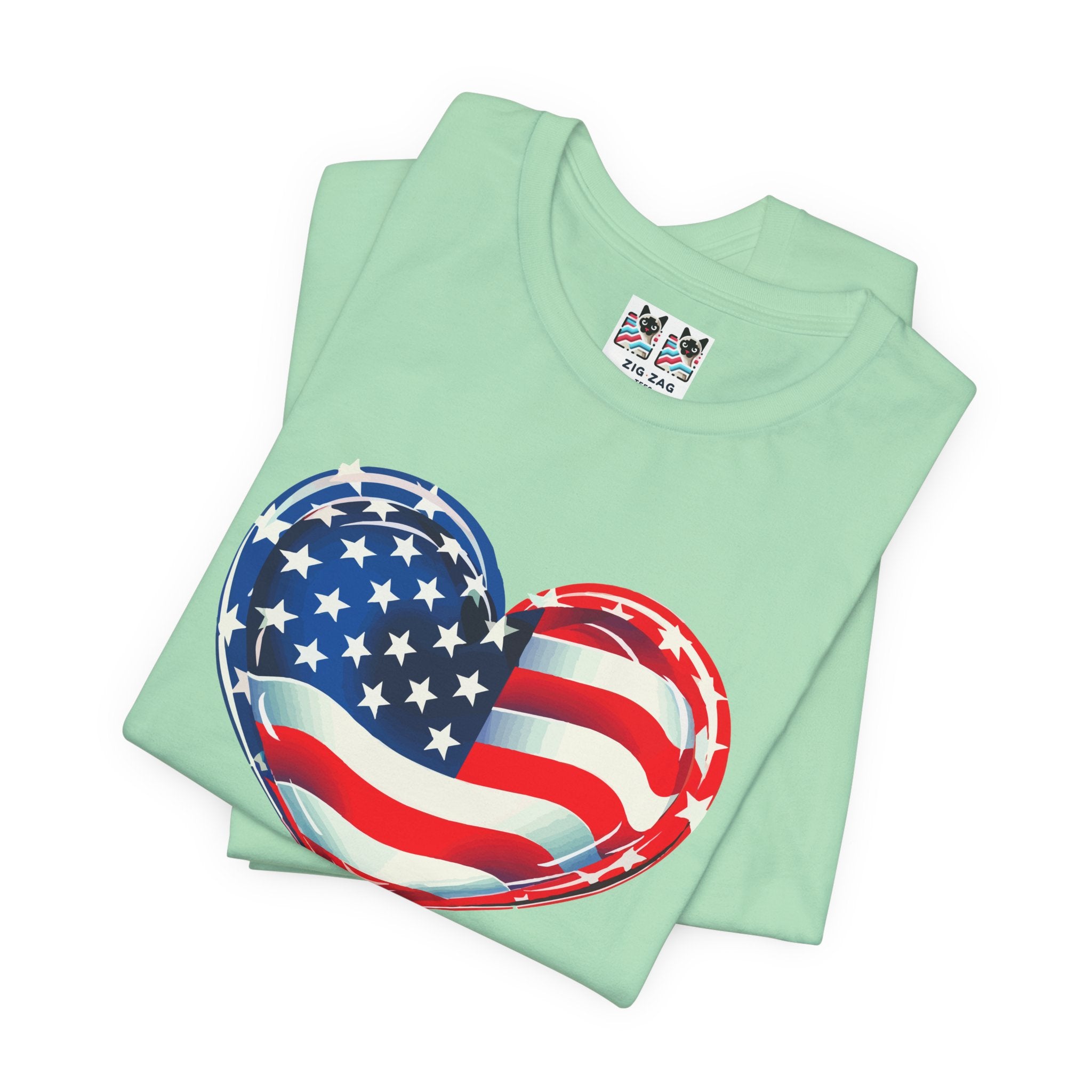 Custom T-Shirt - American Flag Heart T-Shirt – Love USA Patriotic Pride Graphic Tee