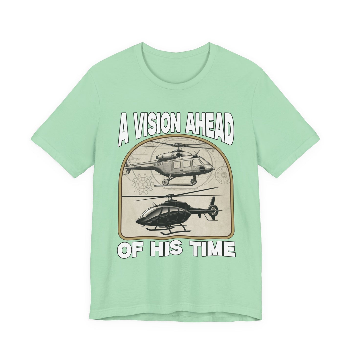 A Vision Ahead of His Time Tshirt – Da Vinci’s Helicopter and Modern Chopper Graphic