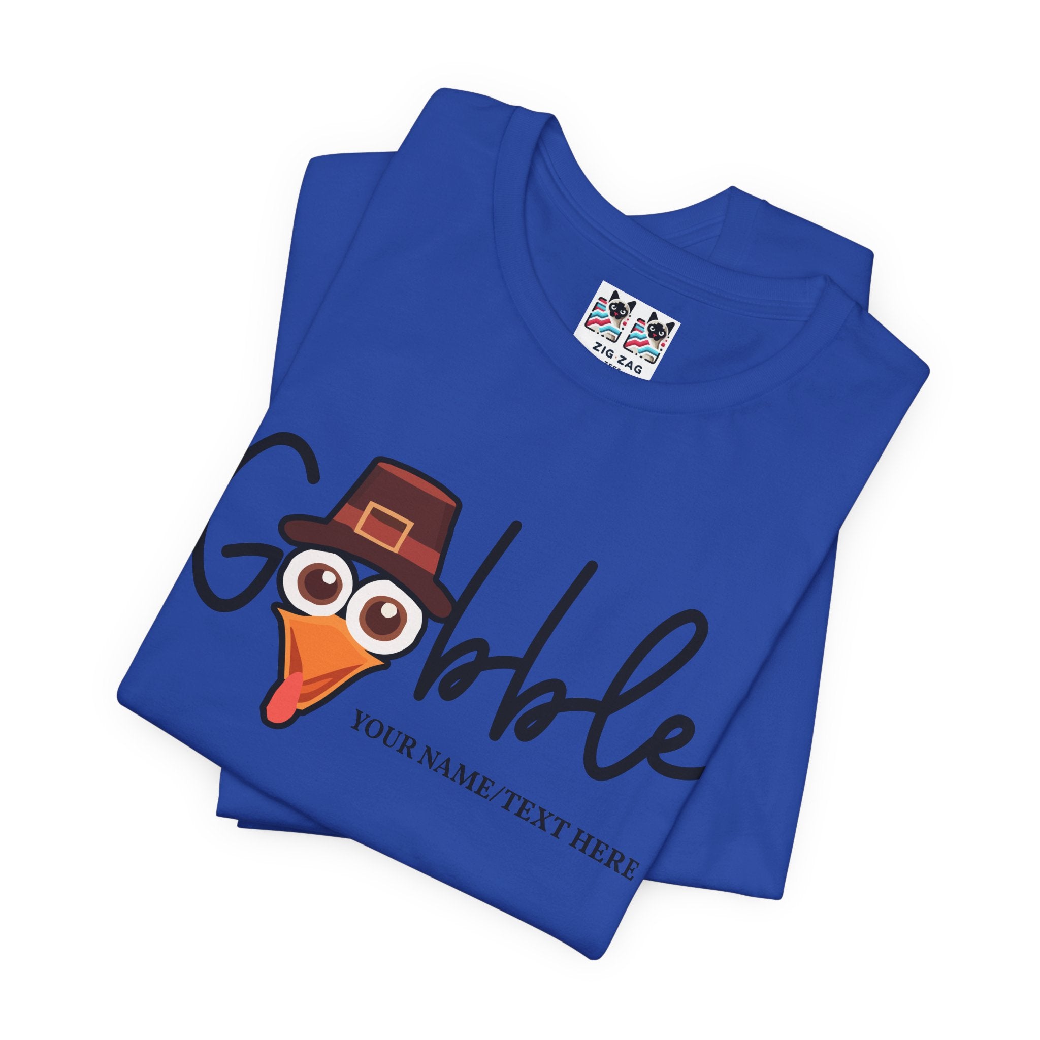 Custom T-Shirt - Gobble Turkey Head Cursive T-Shirt