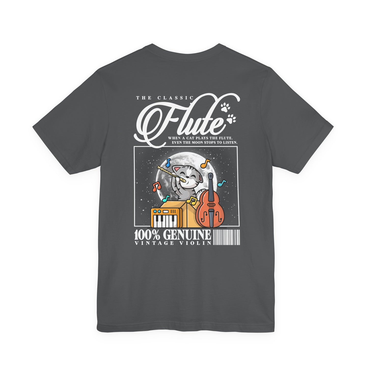 The Classic Flute Moonlight Cat Music T-Shirt