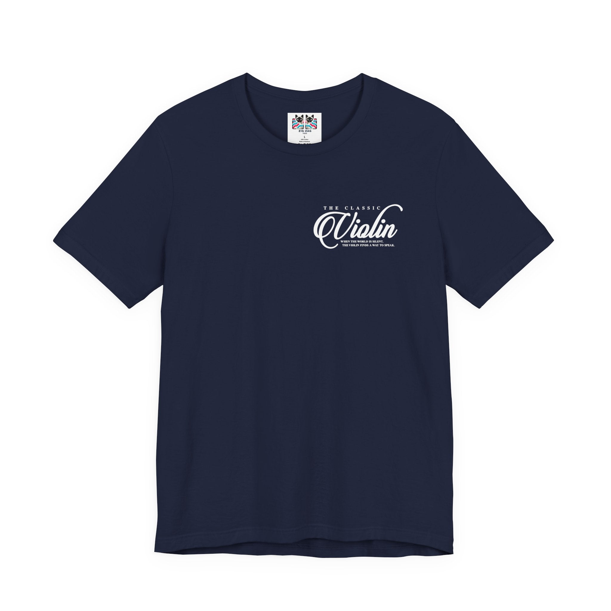 The Classic Violin T-Shirt – Vintage Instrument & 16th Century Story [White Text]