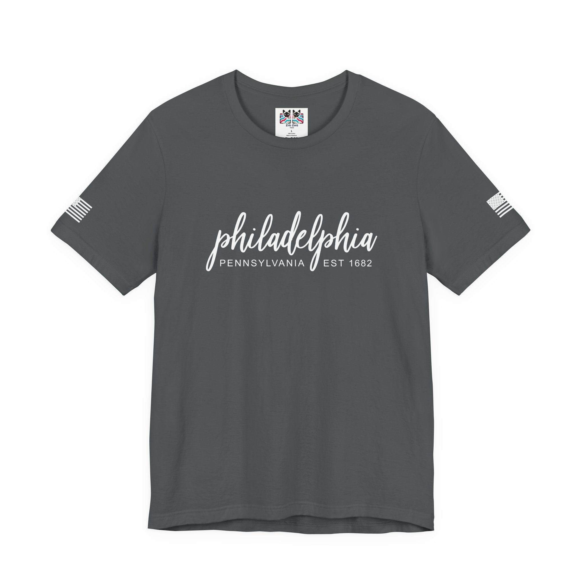Philadelphia Pennsylvania EST 1682 T-Shirt – Elegant Cursive Script Graphic Tee