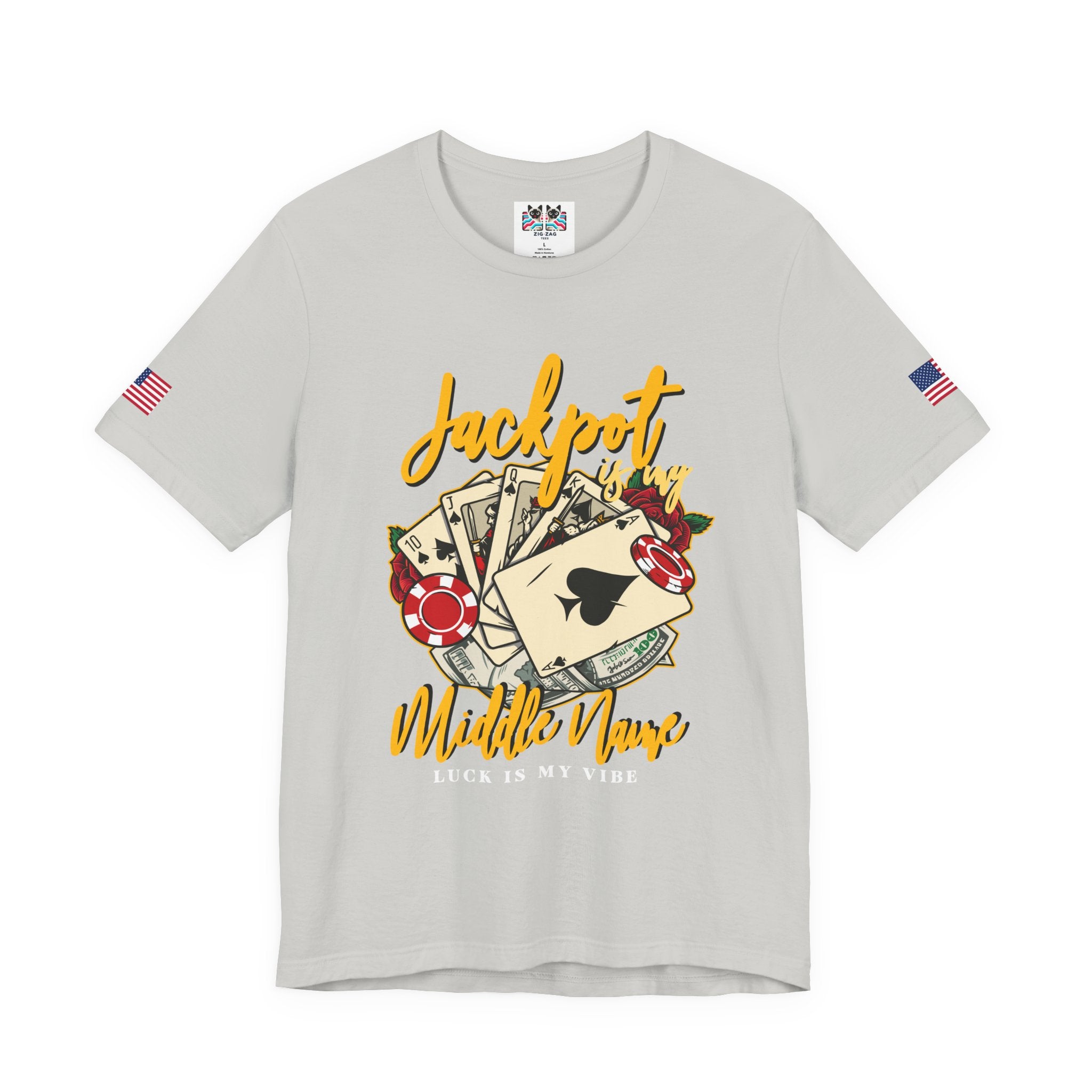 Jackpot Is My Middle Name T-Shirt – Lucky Casino Poker Cards Vegas Tee