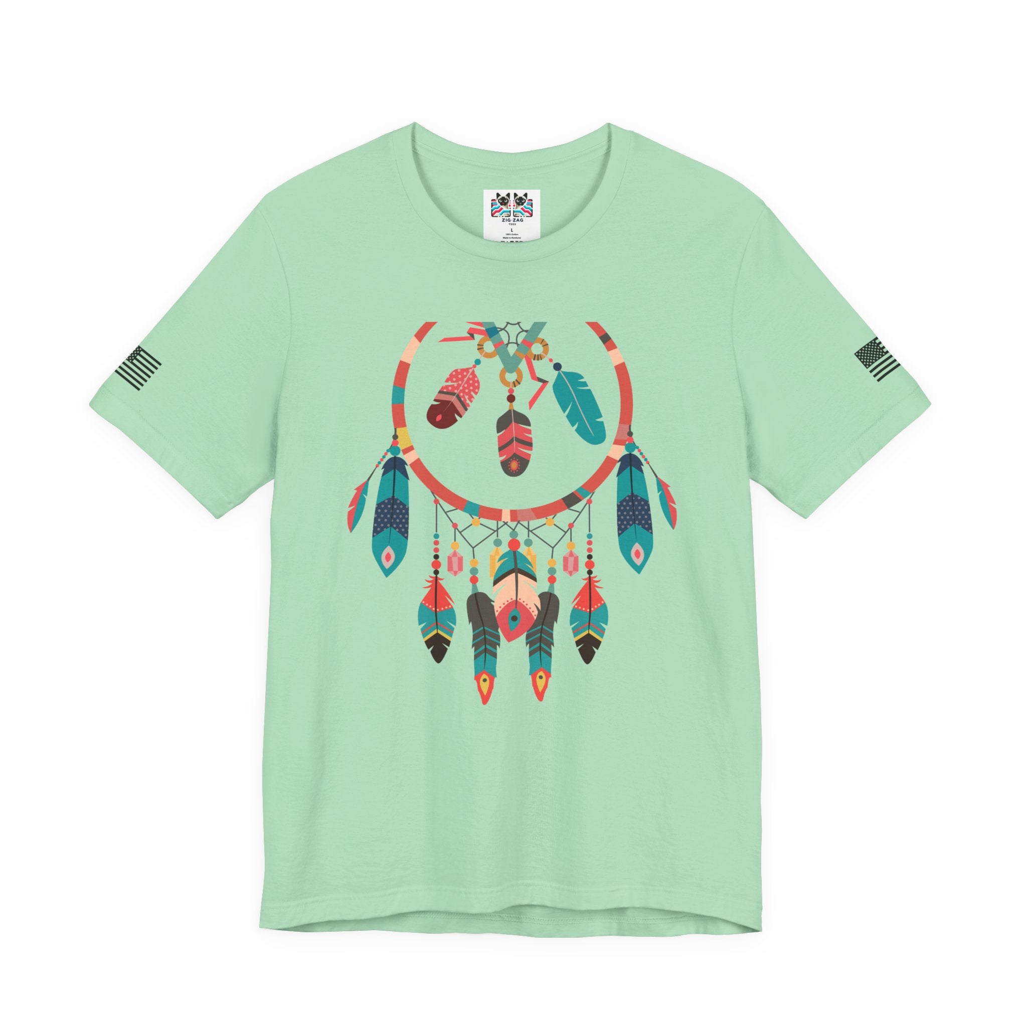 Dream Catcher Graphic T-Shirt – Vibrant Boho Feathers Spiritual Native Inspired Tee