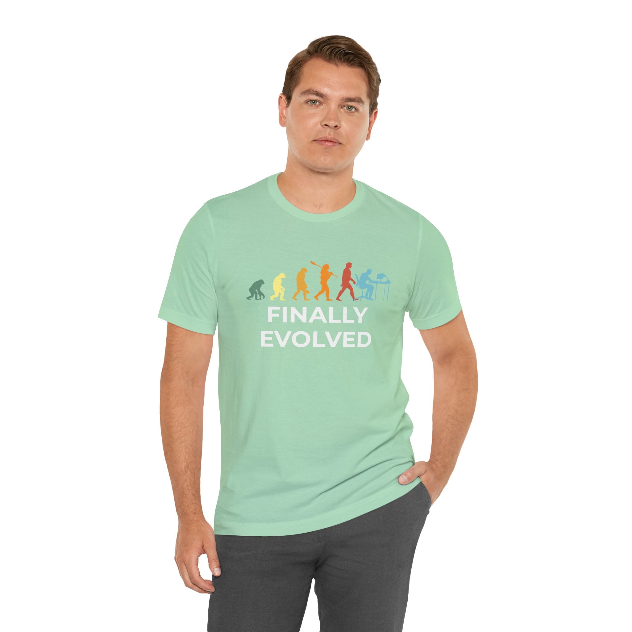 Custom T-Shirt - Evolution of Man to Computer User T-Shirt