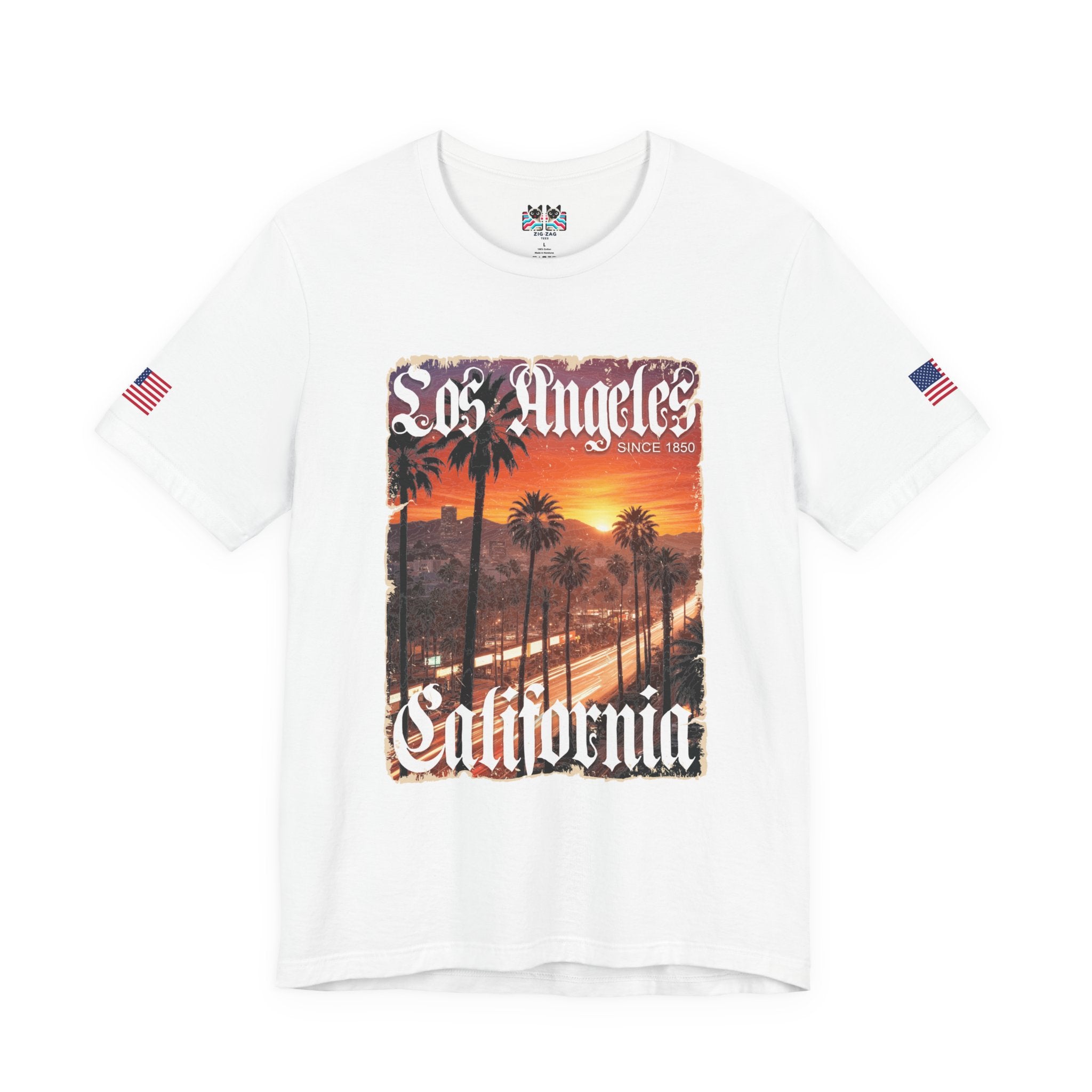 Los Angeles California Since 1850 T-Shirt – Gothic Old English Sunset Boulevard Tee