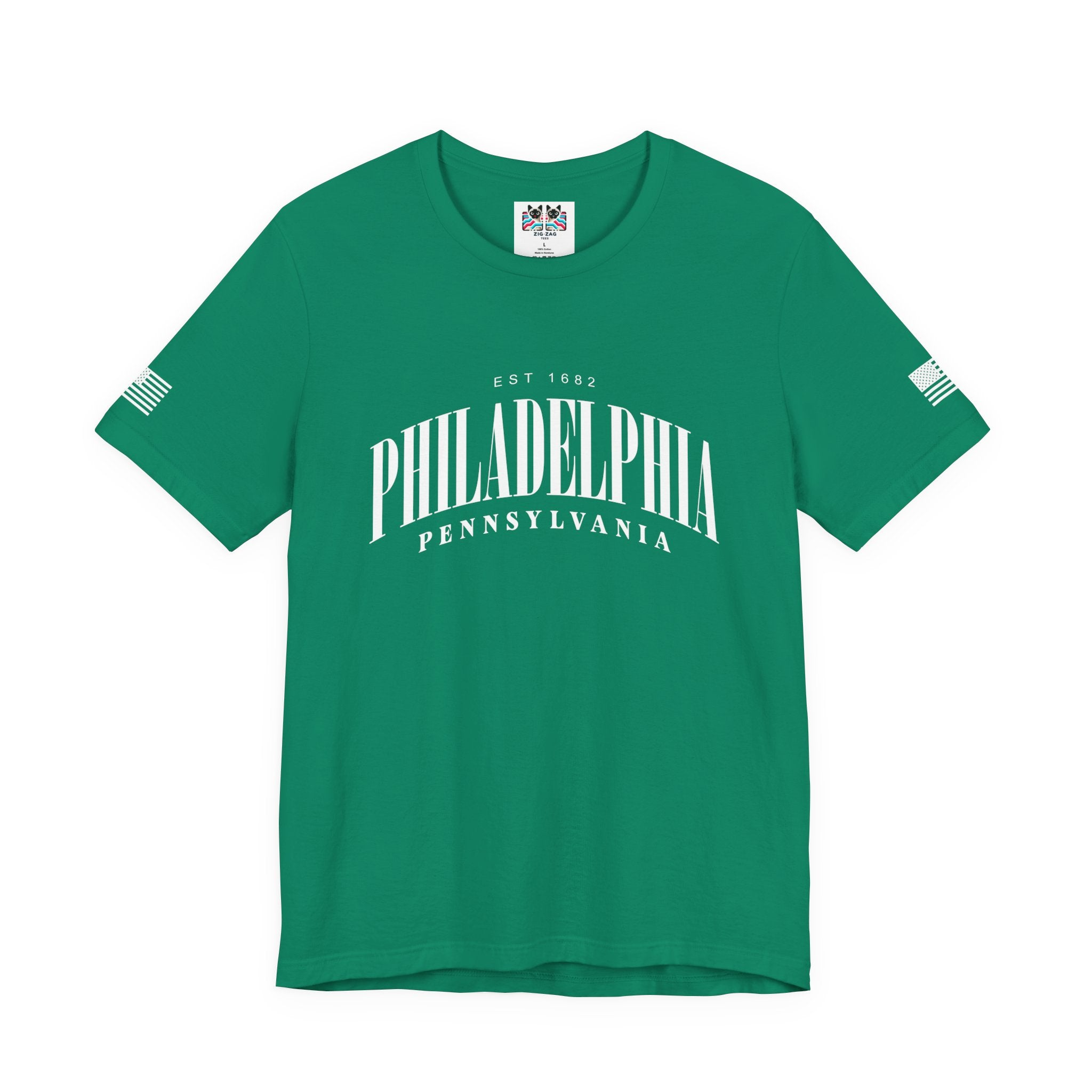 Philadelphia Pennsylvania EST 1682 T-Shirt – Arched Serif Typography Graphic Tee