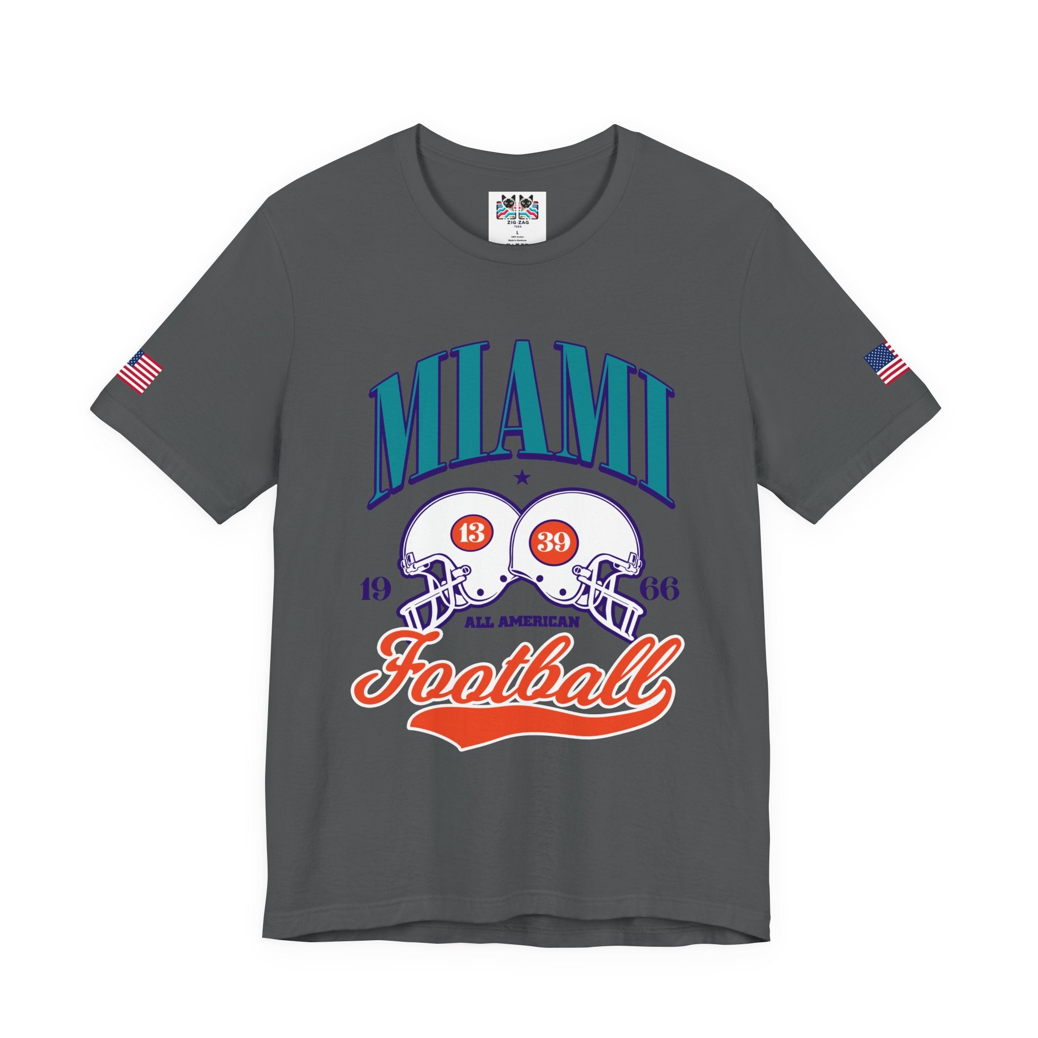 Miami All American Football T-Shirt – Vintage 1966 Helmets Collegiate Graphic Tee