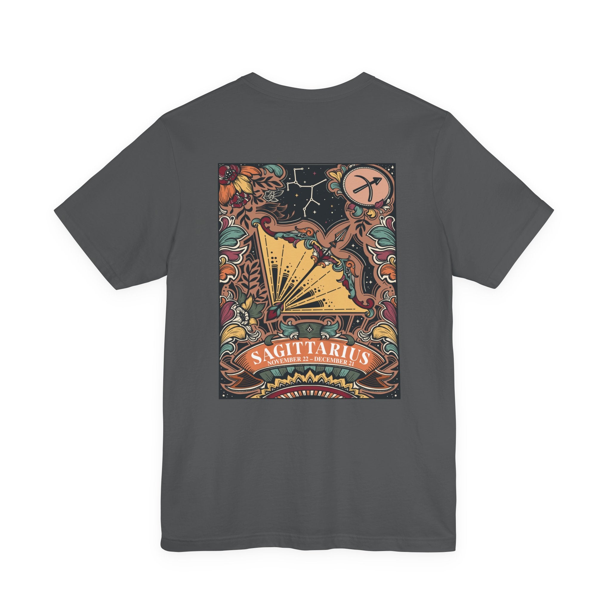 Sagittarius Zodiac T-Shirt – Constellation and Abstract Floral Design