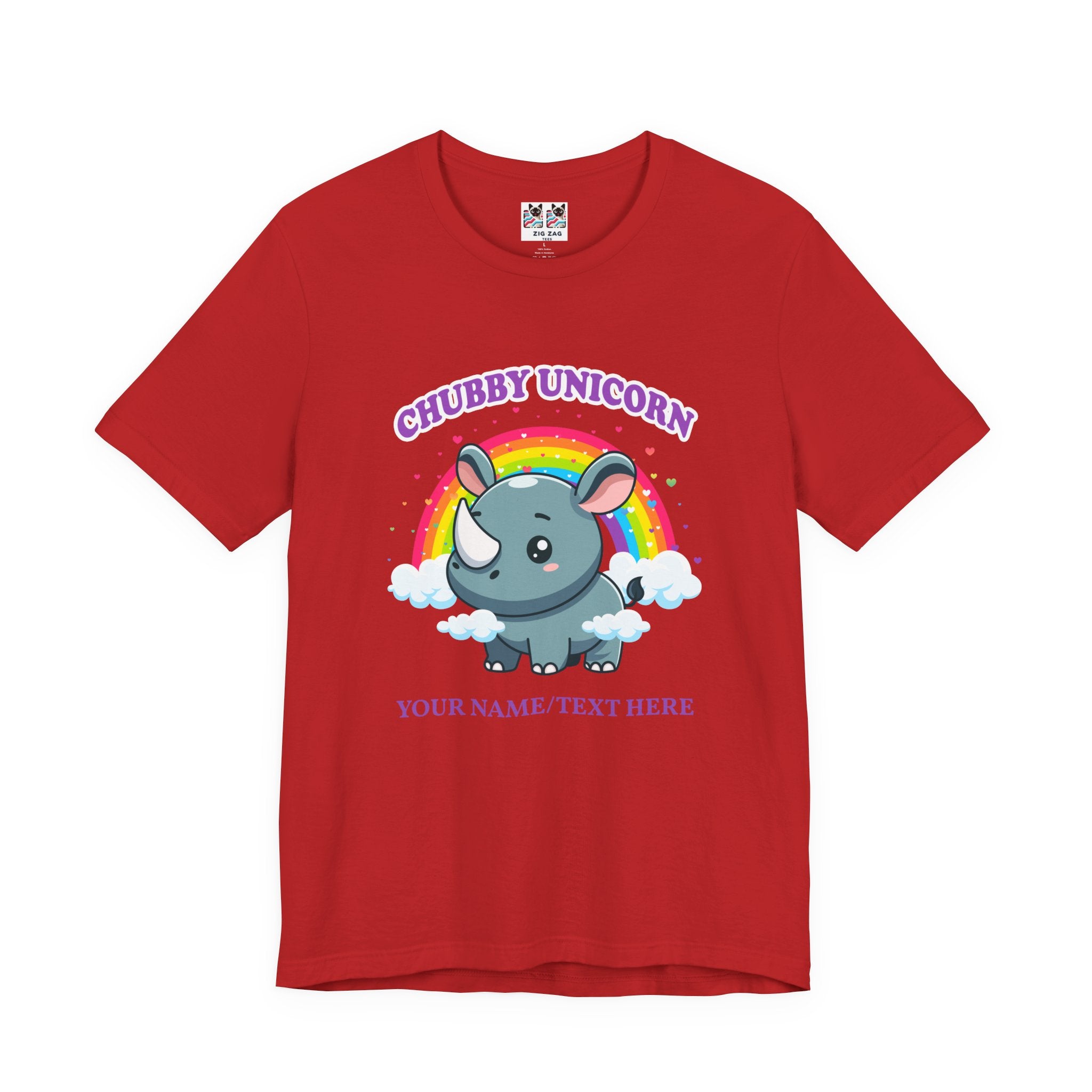 Custom T-Shirt - Chubby Unicorn T-Shirt – Cute Cartoon Rhino with Rainbow Graphic Tee