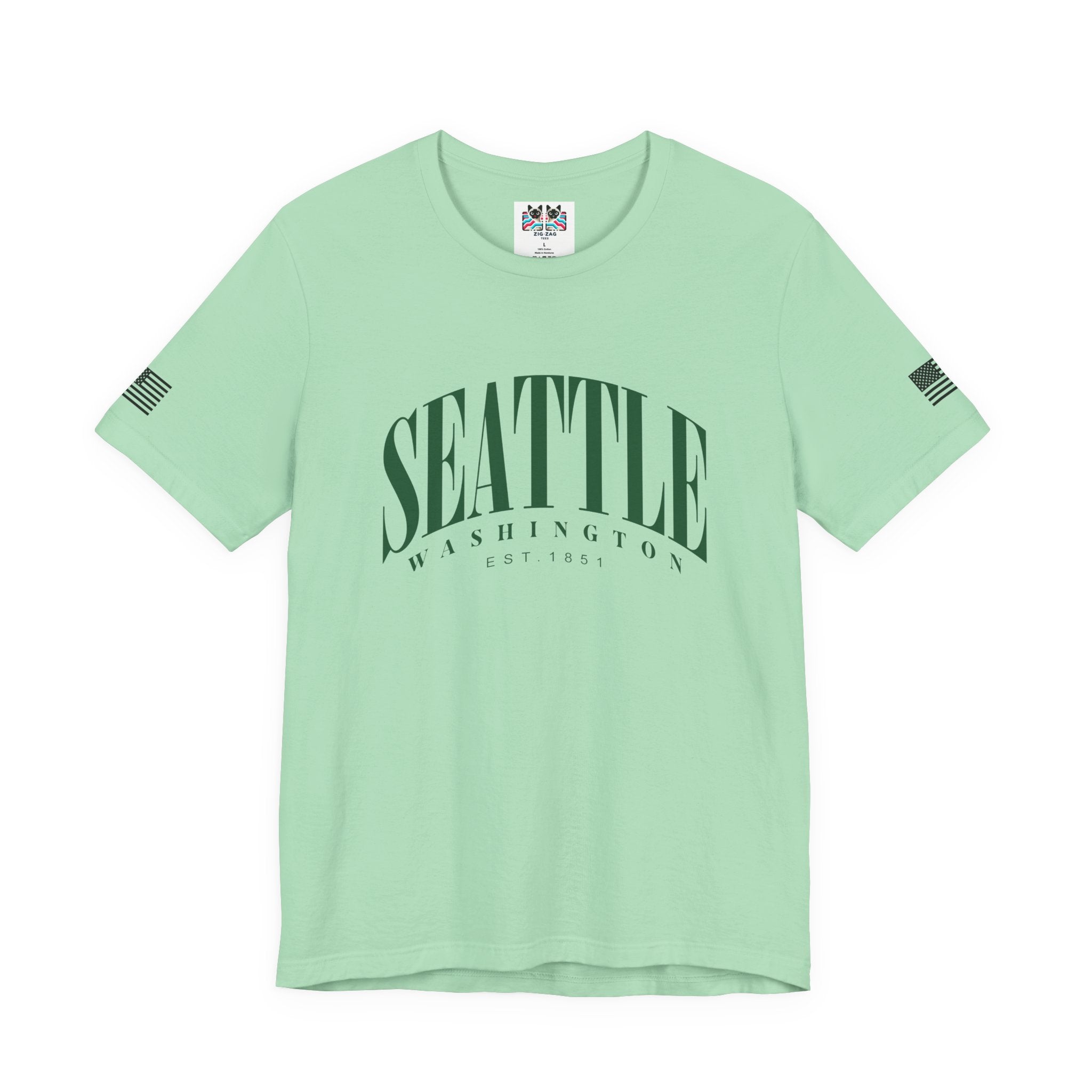 Seattle Washington EST 1851 Minimalist Arch Typography T-Shirt | Seattle Souvenir Tee | Pacific Northwest Pride Shirt