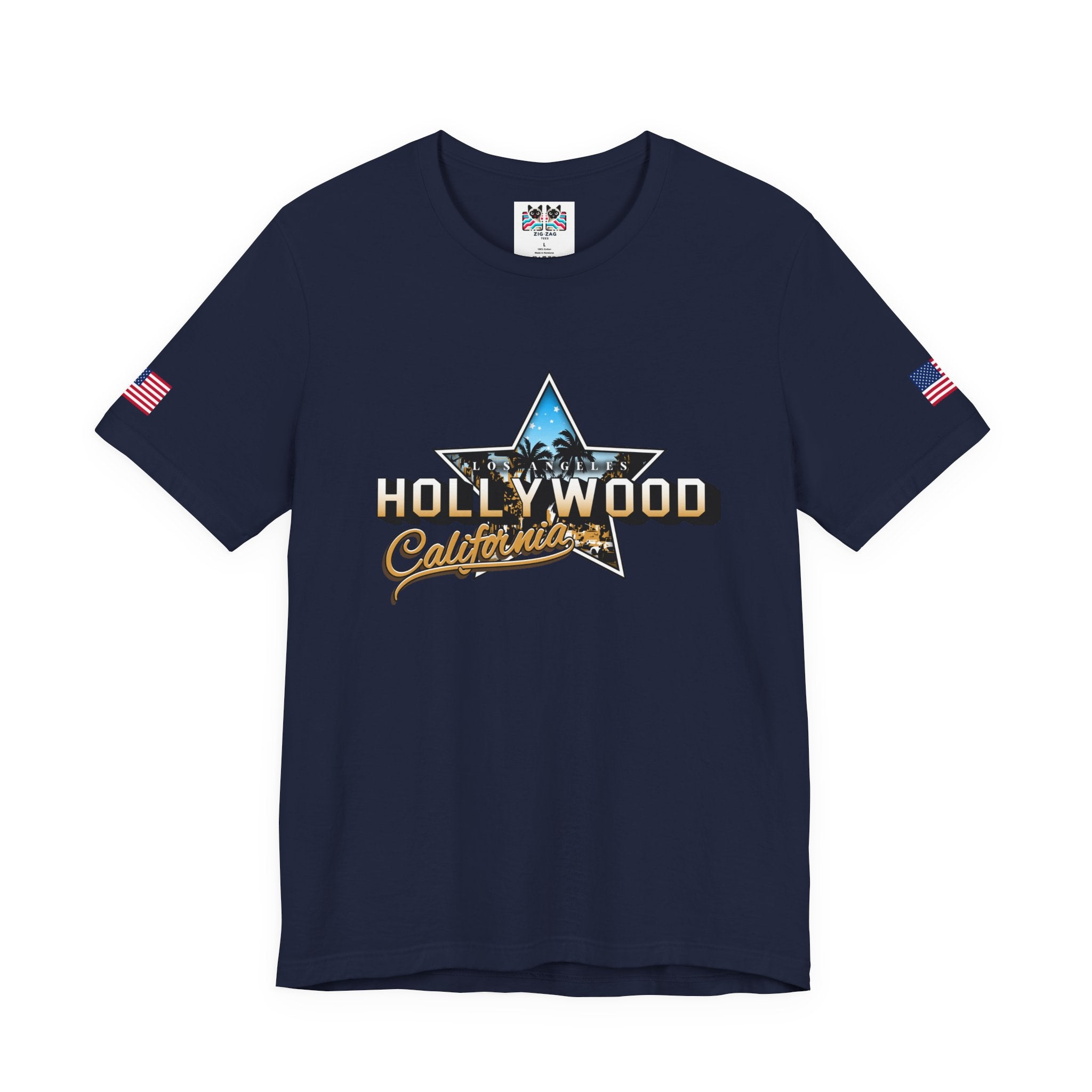 Los Angeles Hollywood California T-Shirt – Star Graphic Palm Tree Night Scene Tee