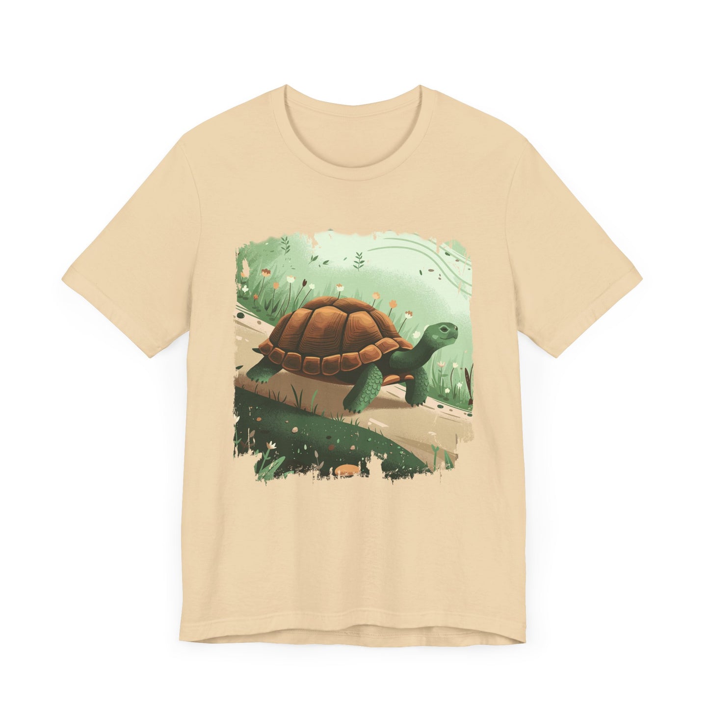 Brisk Tortoise Racing to the Finish Line with Breezy Green Pathway Graphic T-Shirt